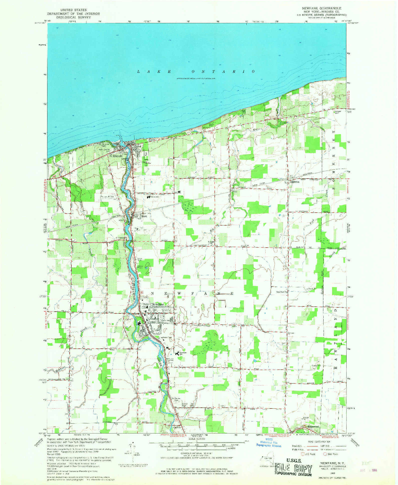 USGS 1:24000-SCALE QUADRANGLE FOR NEWFANE, NY 1965