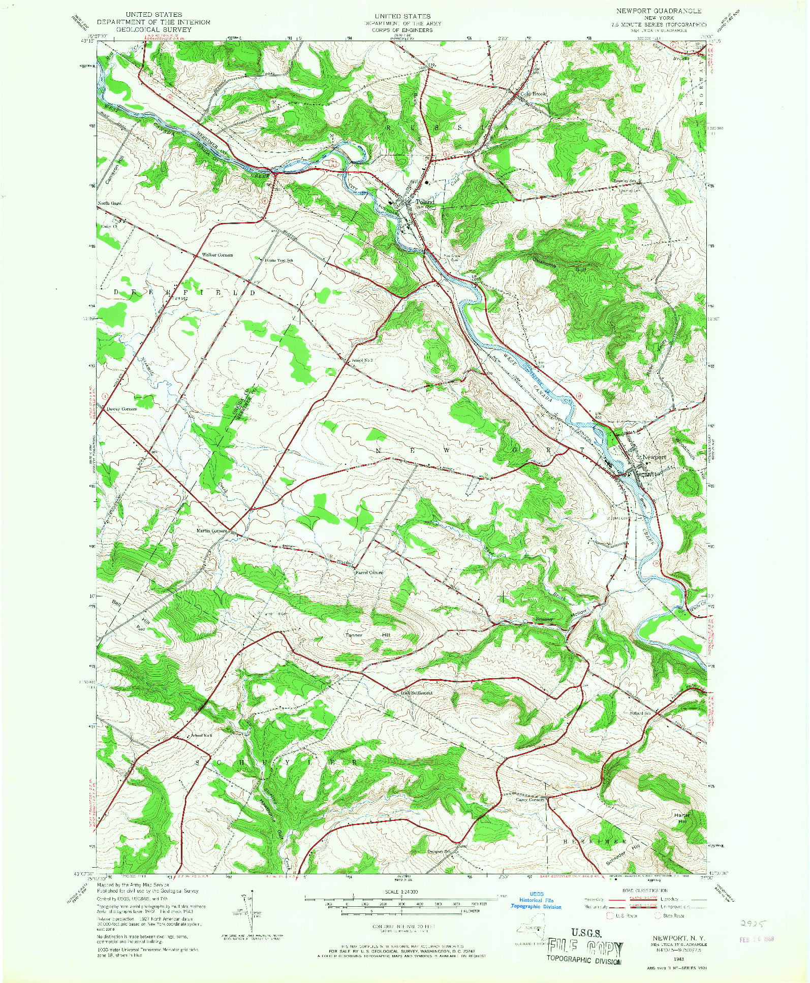 USGS 1:24000-SCALE QUADRANGLE FOR NEWPORT, NY 1943