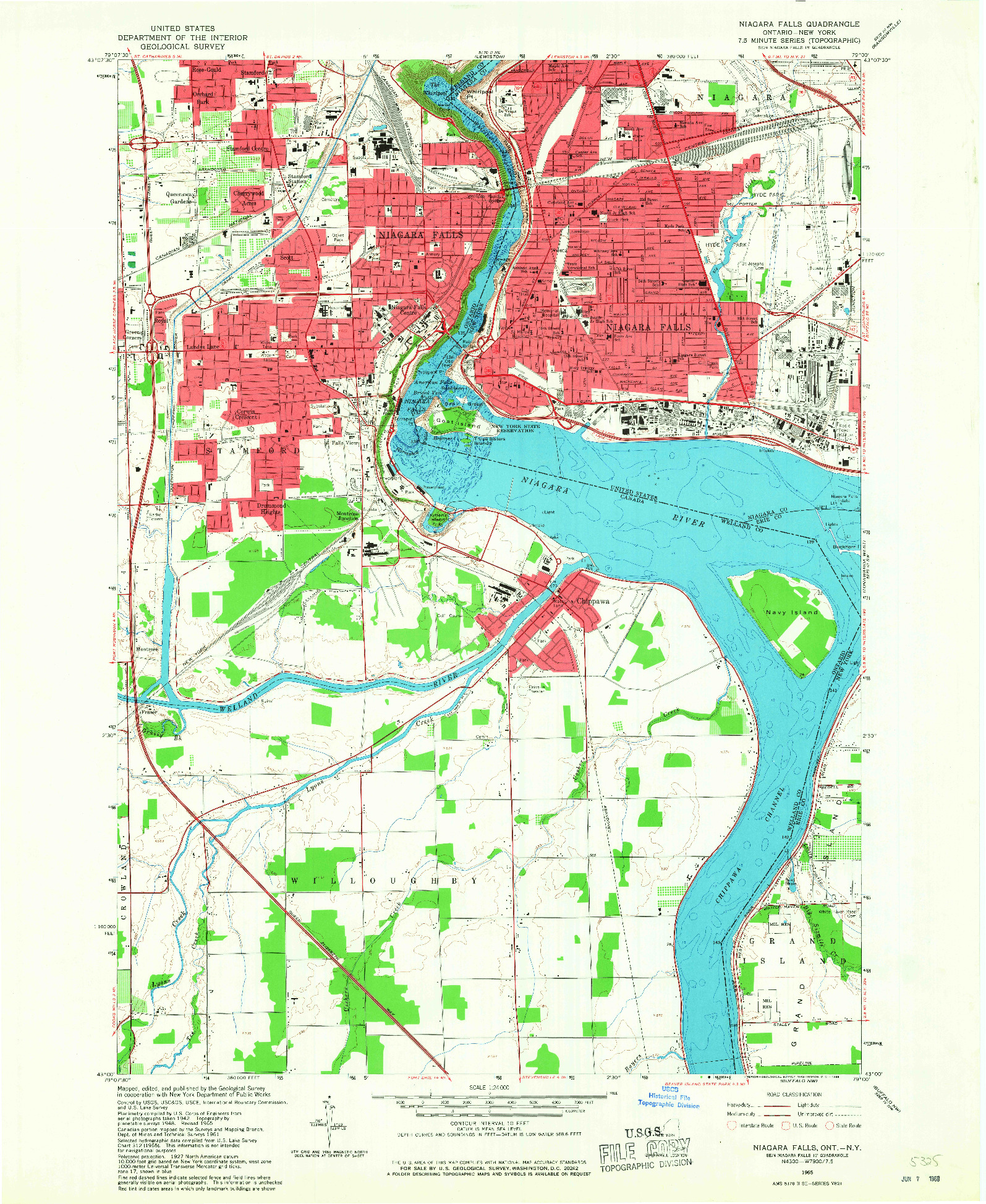 USGS 1:24000-SCALE QUADRANGLE FOR NIAGARA FALLS, NY 1965