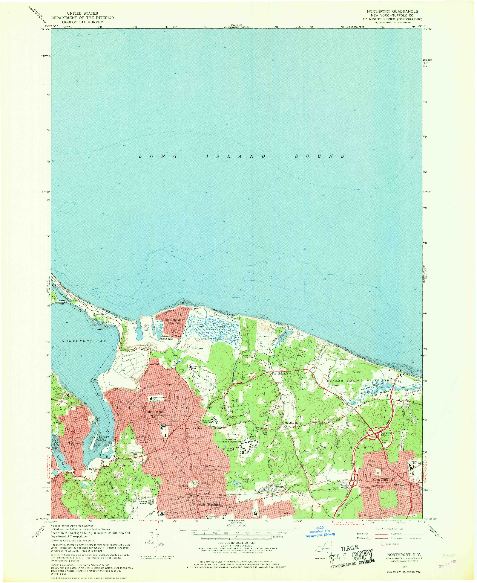 USGS 1:24000-SCALE QUADRANGLE FOR NORTHPORT, NY 1967