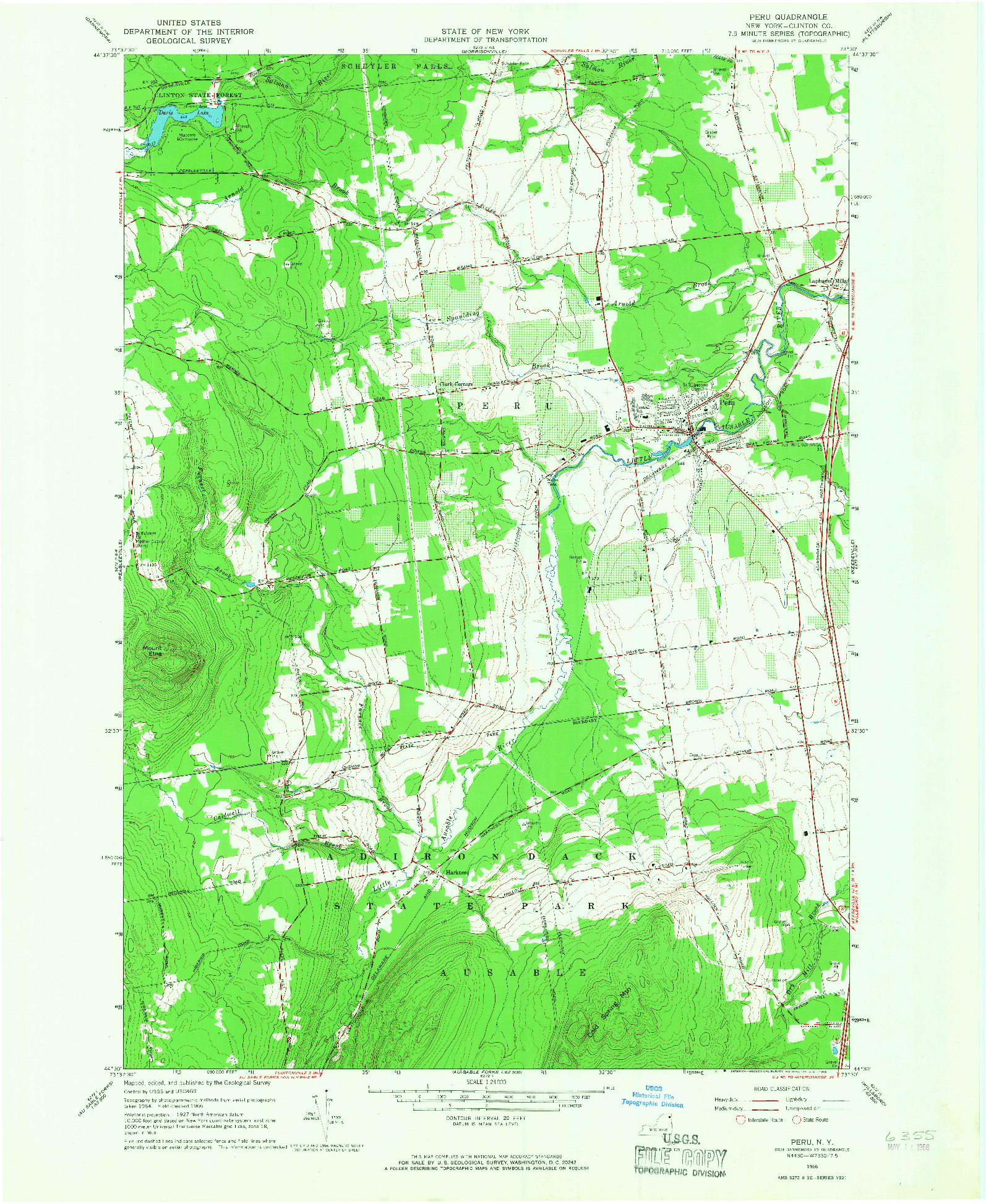 USGS 1:24000-SCALE QUADRANGLE FOR PERU, NY 1966