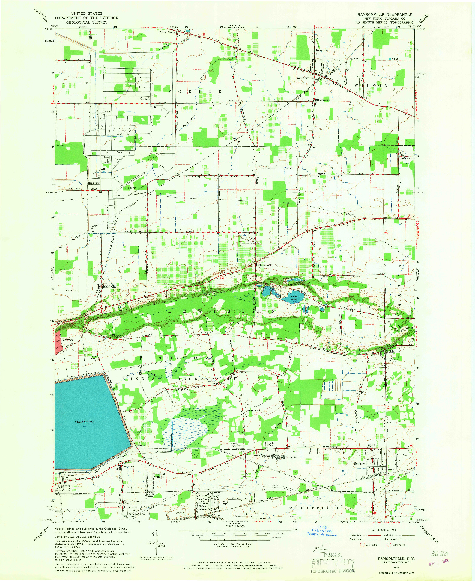 USGS 1:24000-SCALE QUADRANGLE FOR RANSOMVILLE, NY 1965