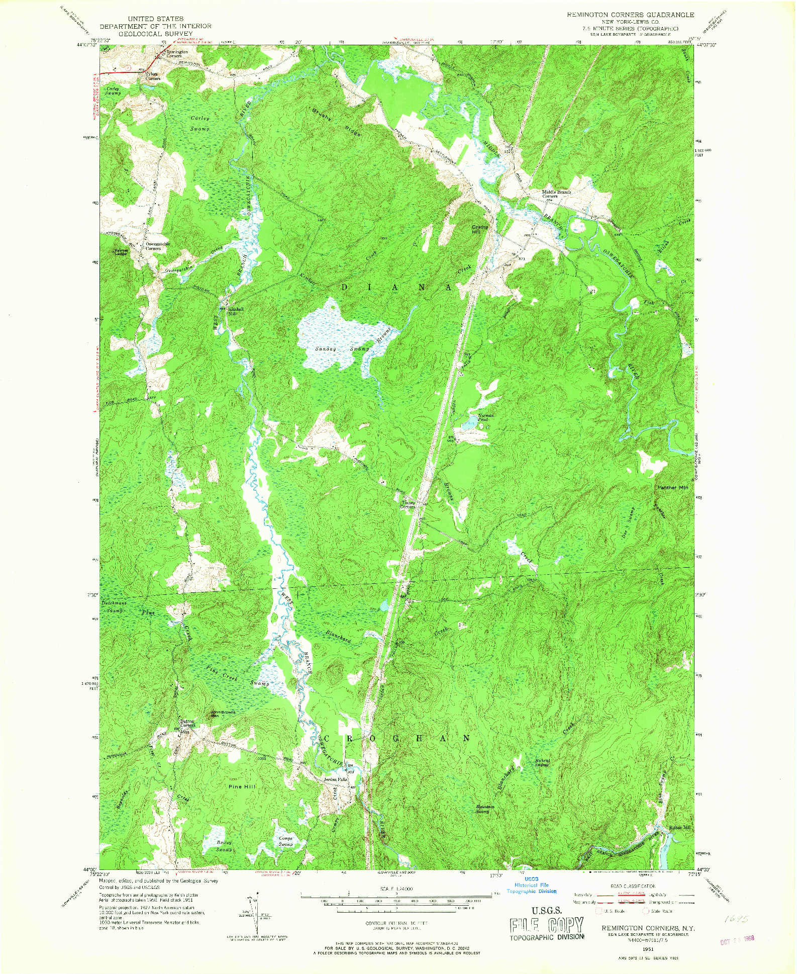 USGS 1:24000-SCALE QUADRANGLE FOR REMINGTON CORNERS, NY 1951