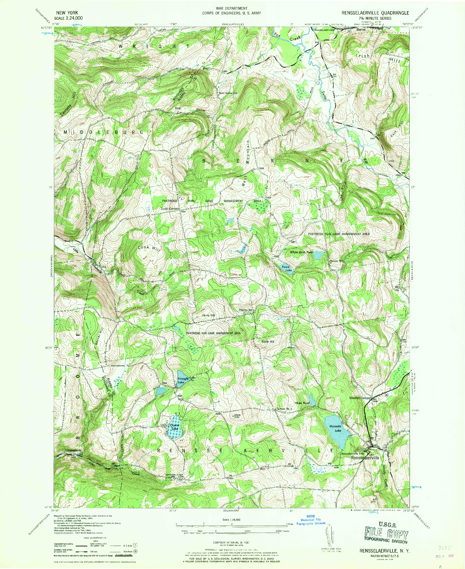 USGS 1:24000-SCALE QUADRANGLE FOR RENSSELAERVILLE, NY 1946