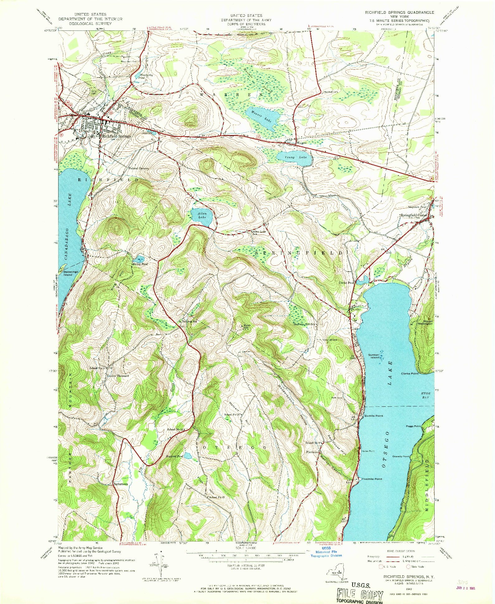 USGS 1:24000-SCALE QUADRANGLE FOR RICHFIELD SPRINGS, NY 1943