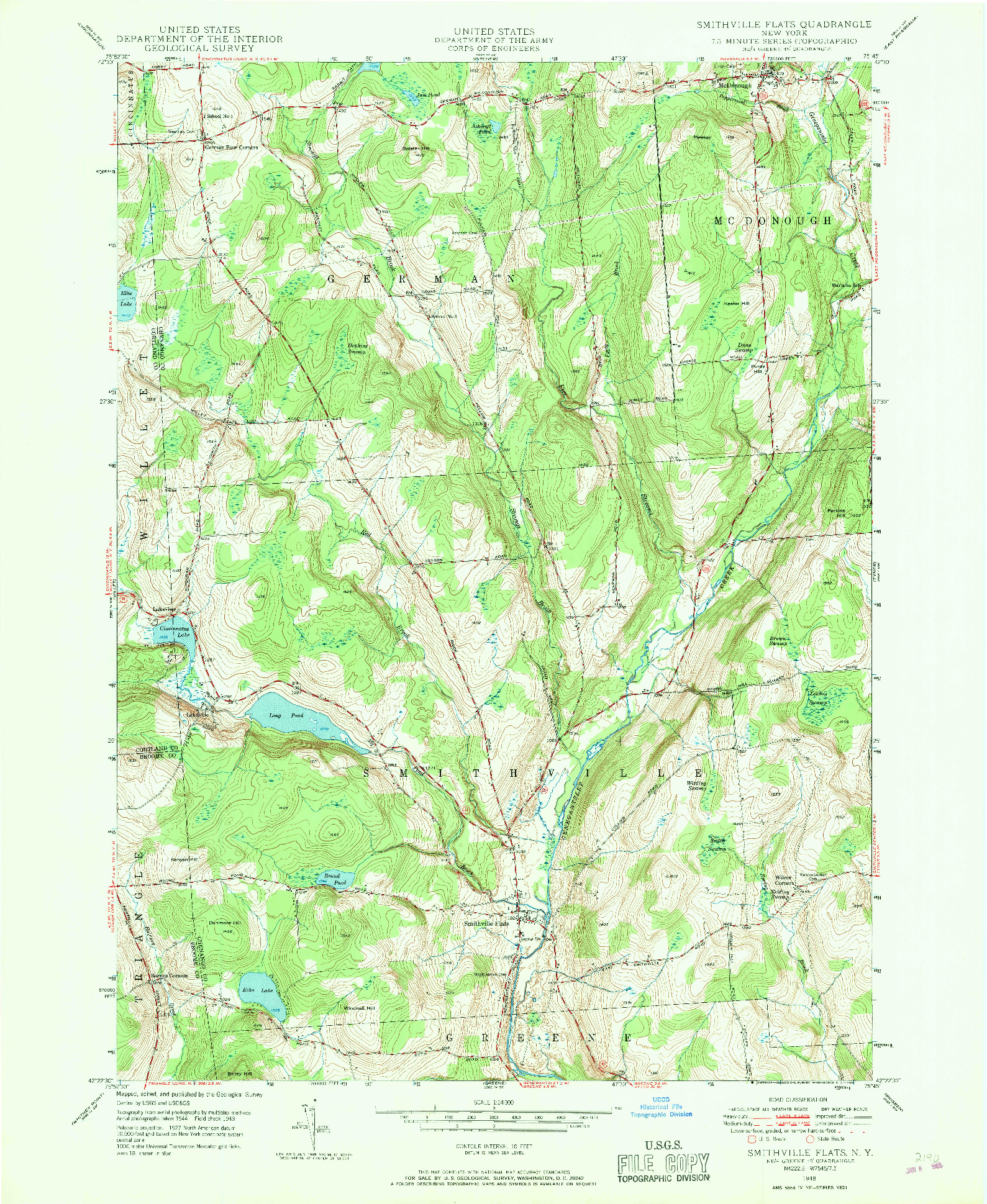 USGS 1:24000-SCALE QUADRANGLE FOR SMITHVILLE FLATS, NY 1948