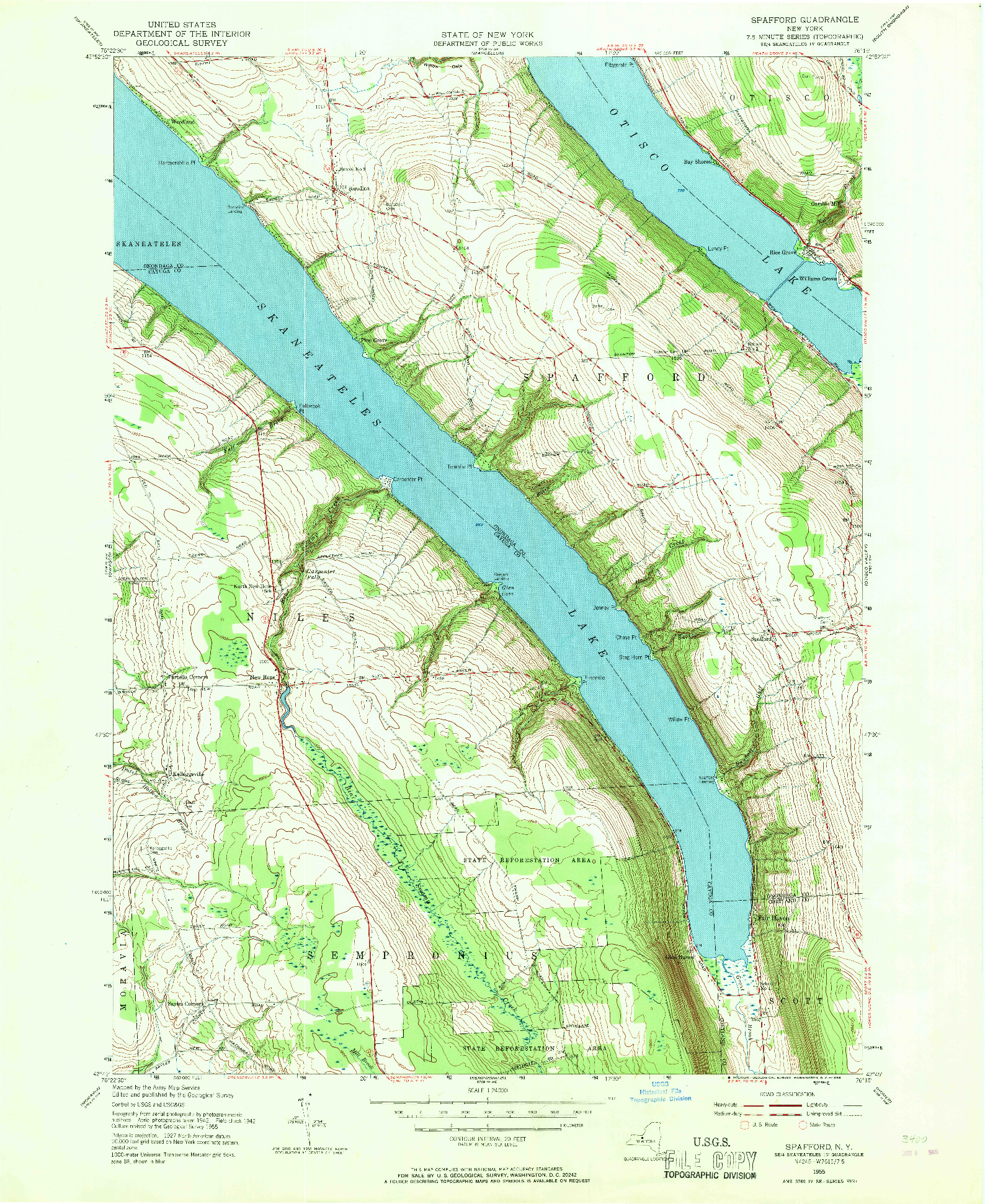 USGS 1:24000-SCALE QUADRANGLE FOR SPAFFORD, NY 1955