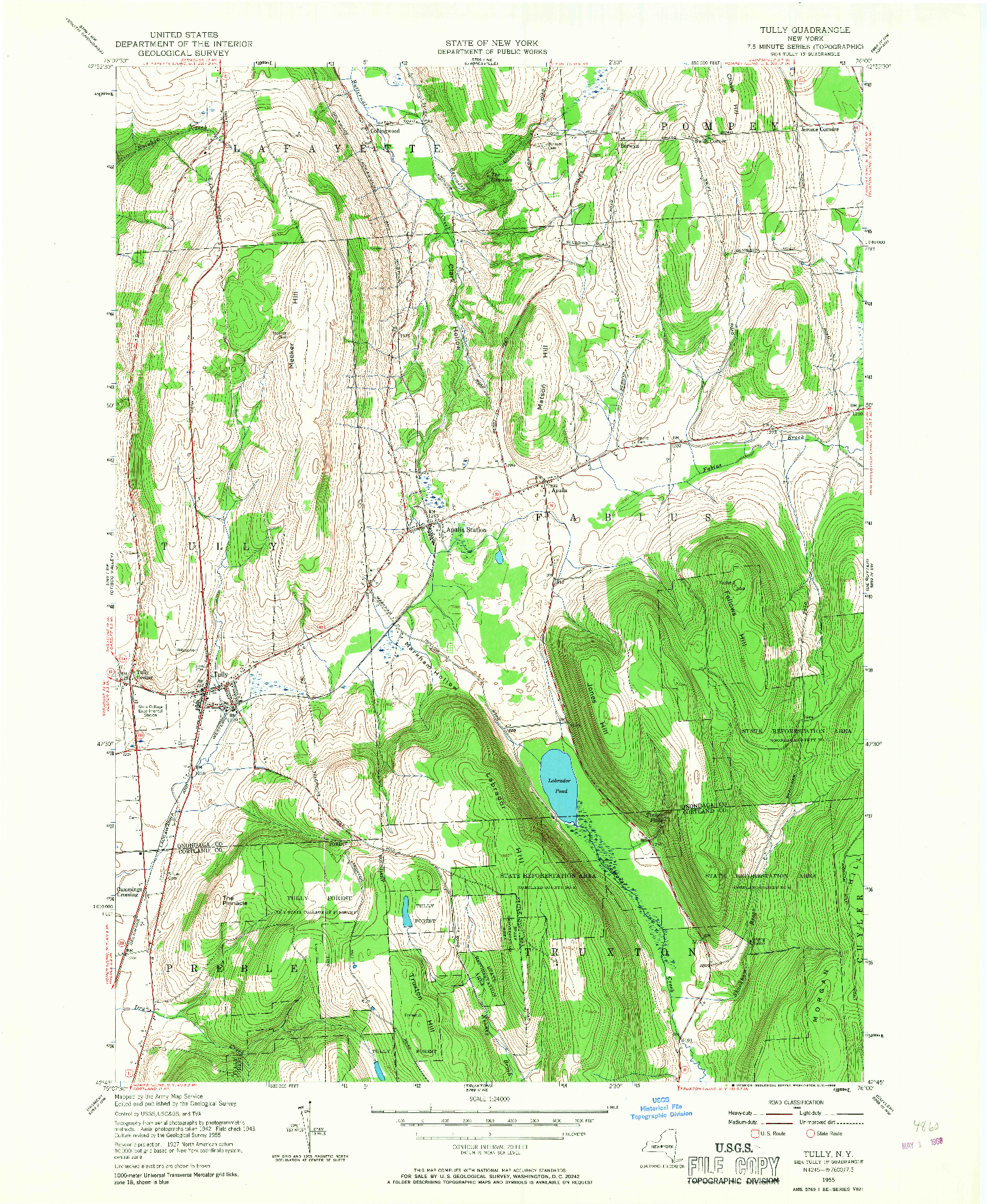 USGS 1:24000-SCALE QUADRANGLE FOR TULLY, NY 1955