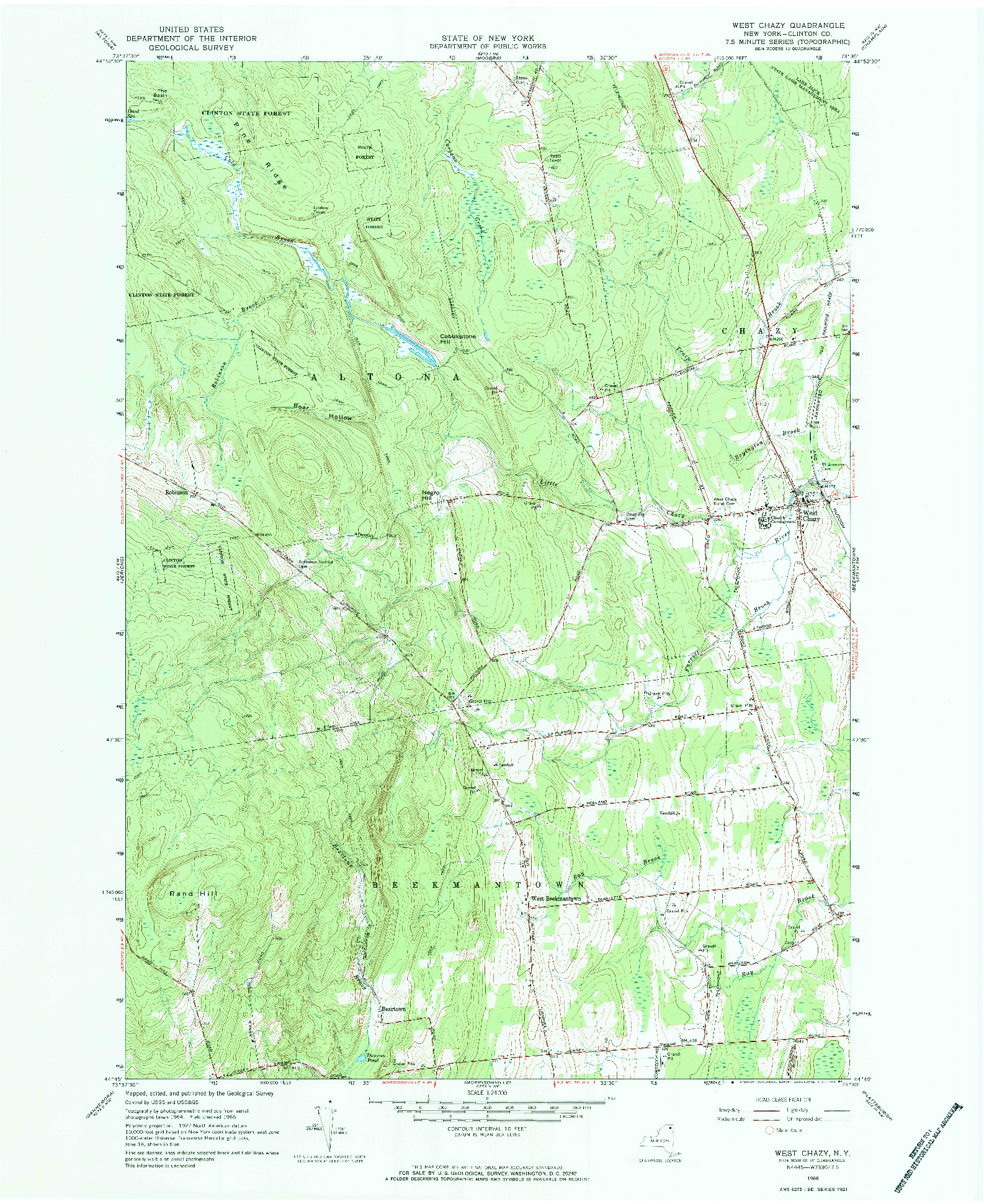 USGS 1:24000-SCALE QUADRANGLE FOR WEST CHAZY, NY 1966