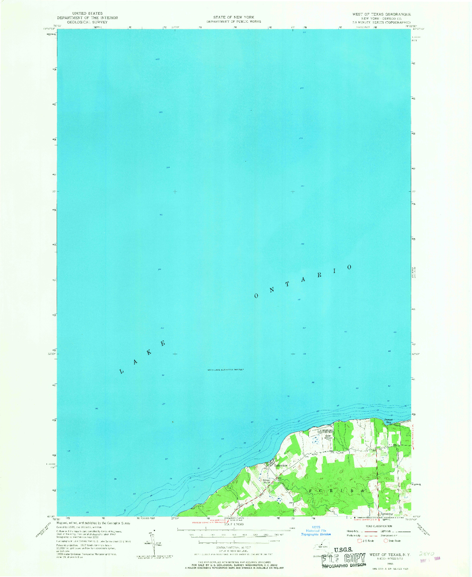 USGS 1:24000-SCALE QUADRANGLE FOR WEST OF TEXAS, NY 1955