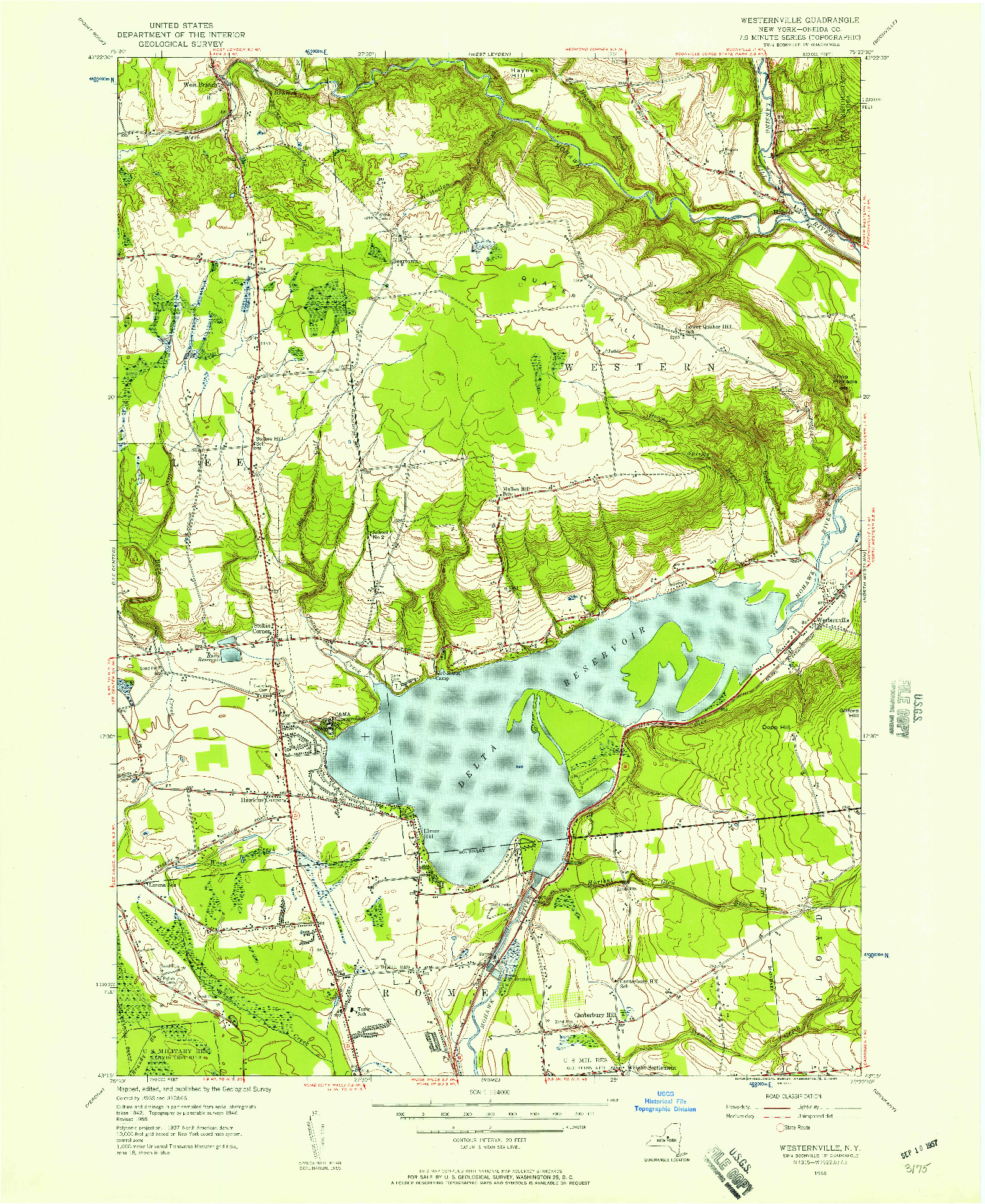 USGS 1:24000-SCALE QUADRANGLE FOR WESTERNVILLE, NY 1955