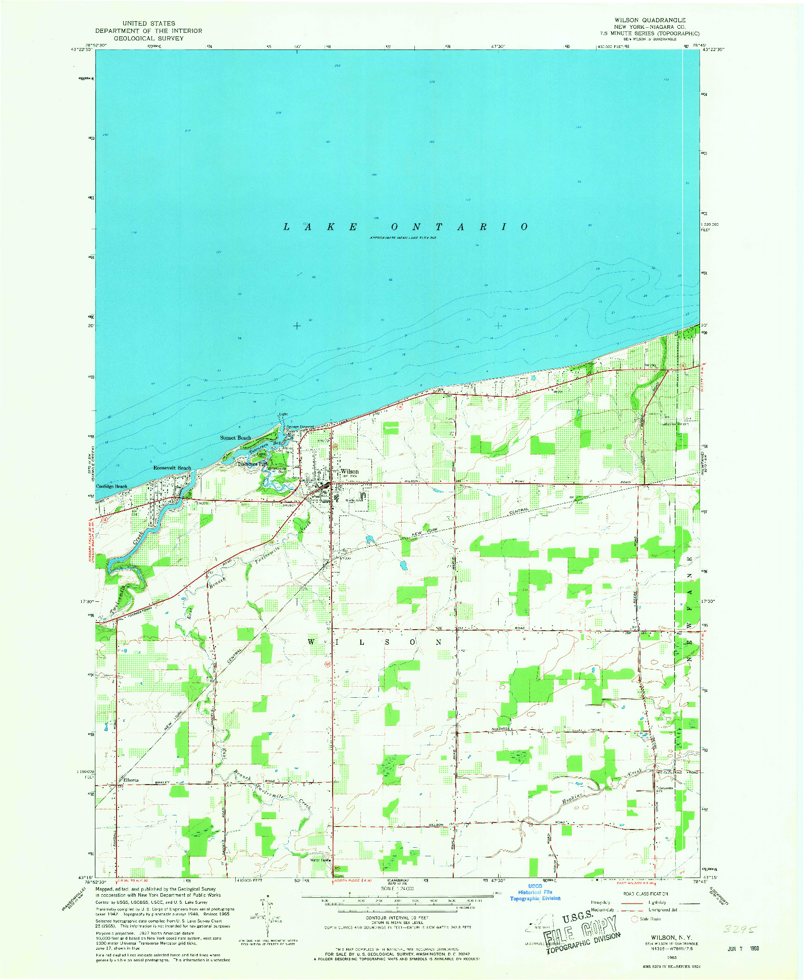 USGS 1:24000-SCALE QUADRANGLE FOR WILSON, NY 1965