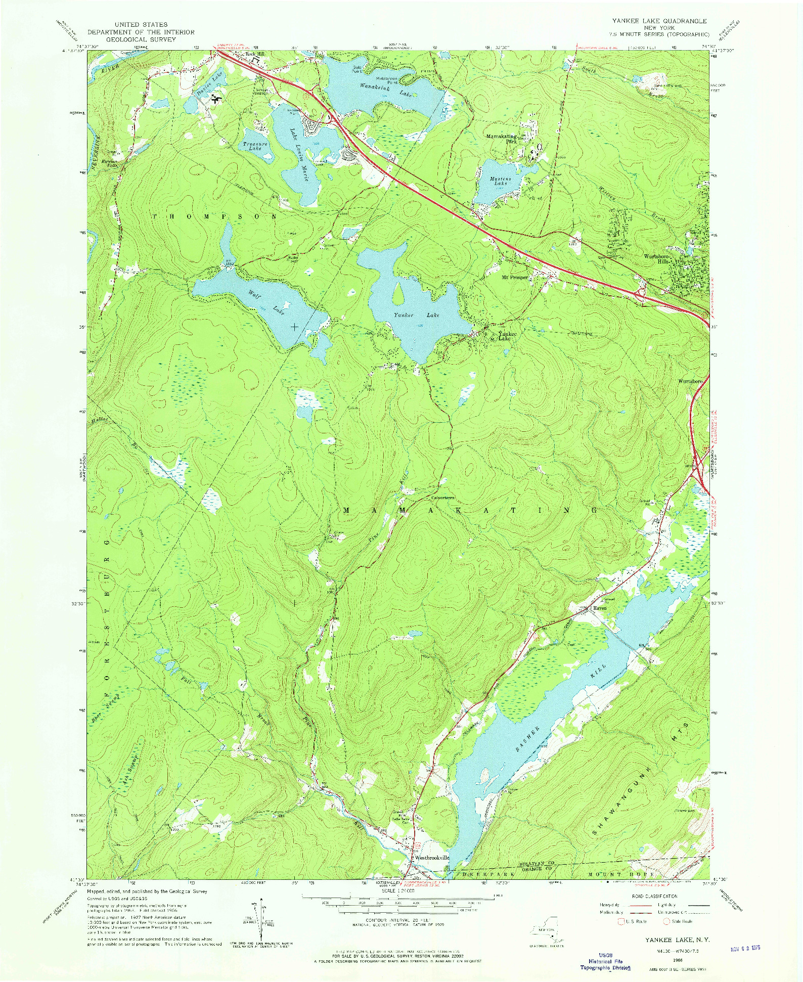 USGS 1:24000-SCALE QUADRANGLE FOR YANKEE LAKE, NY 1966
