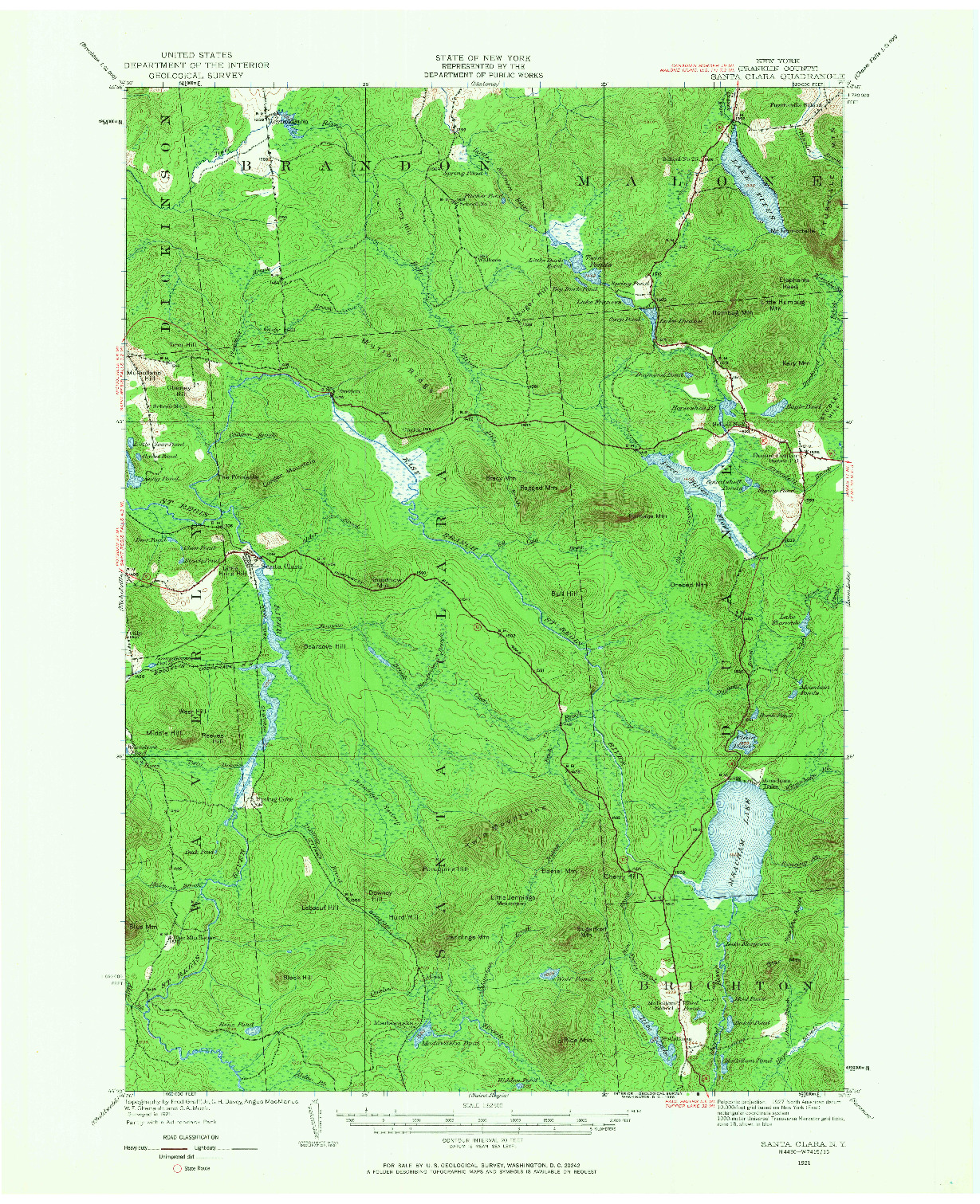 USGS 1:62500-SCALE QUADRANGLE FOR SANTA CLARA, NY 1921