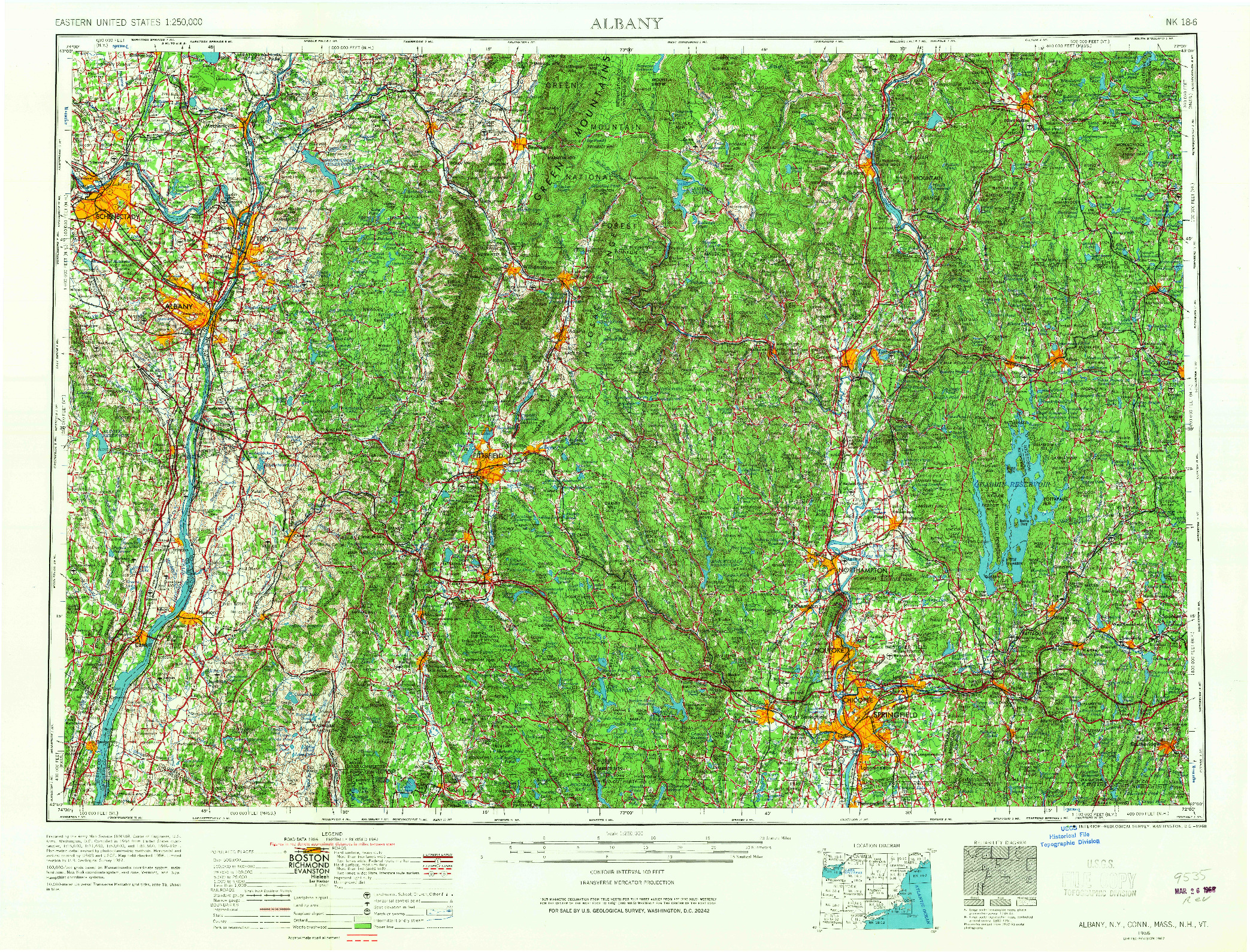 USGS 1:250000-SCALE QUADRANGLE FOR ALBANY, NY 1956