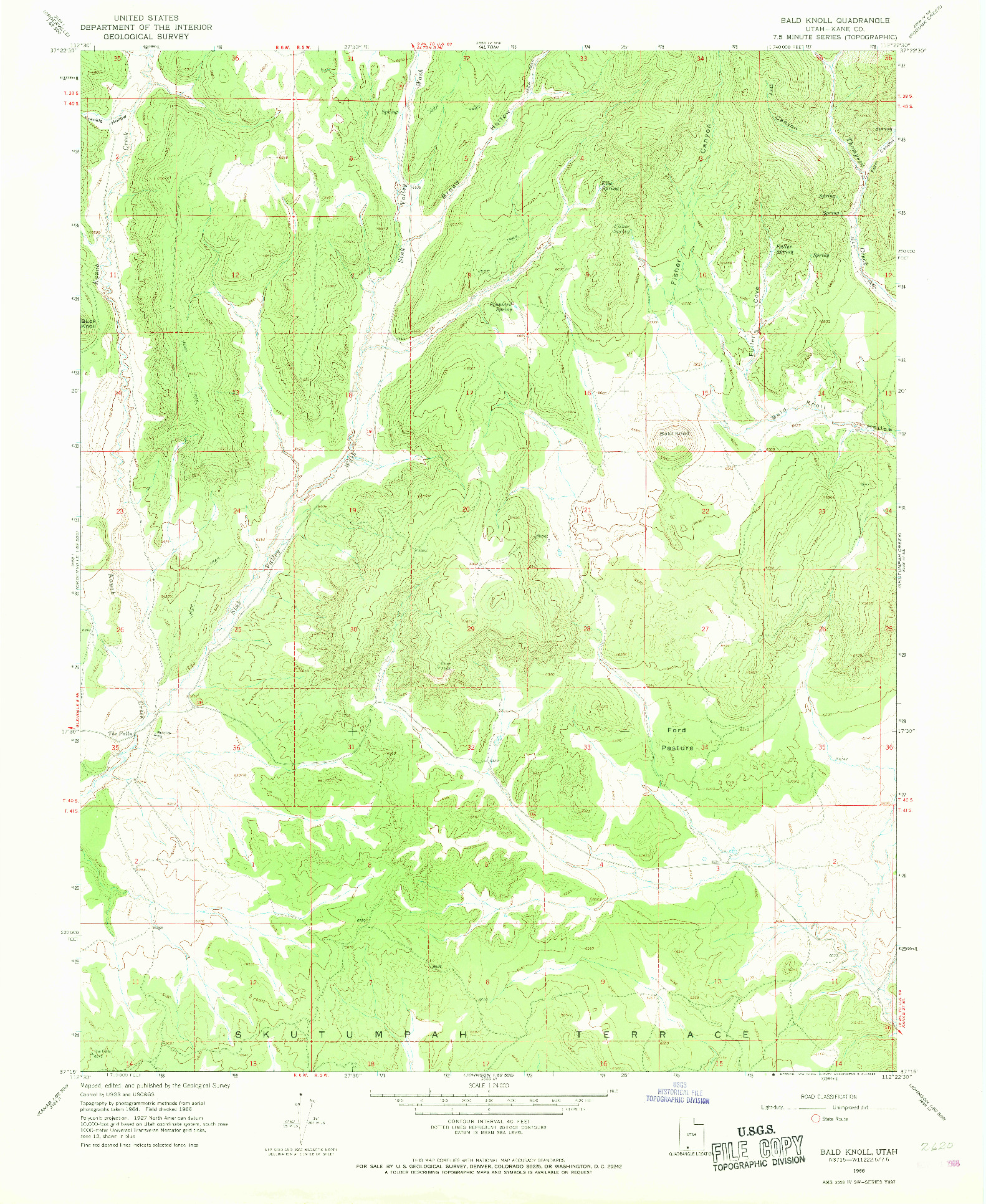 USGS 1:24000-SCALE QUADRANGLE FOR BALD KNOLL, UT 1966