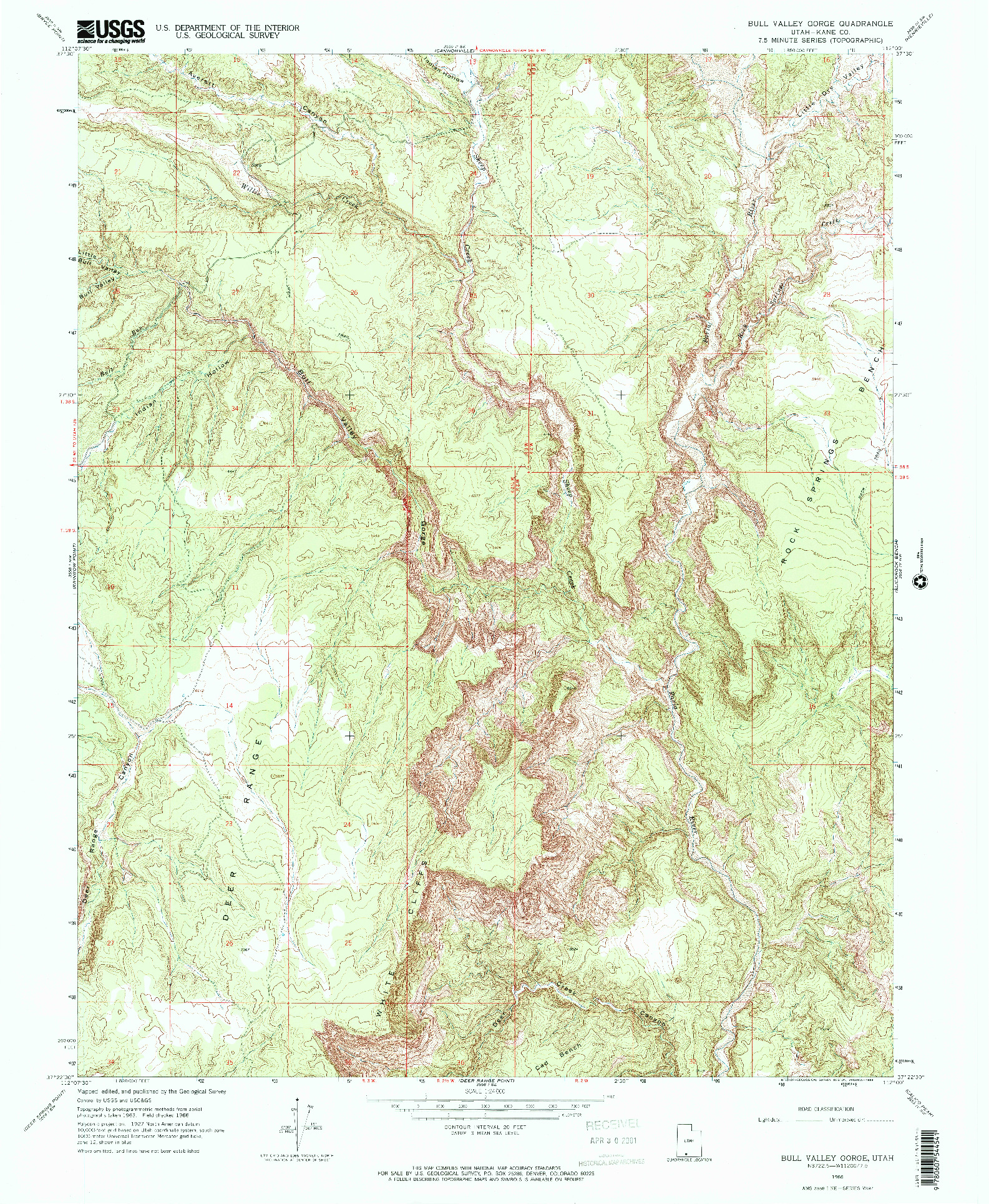 USGS 1:24000-SCALE QUADRANGLE FOR BULL VALLEY GORGE, UT 1966