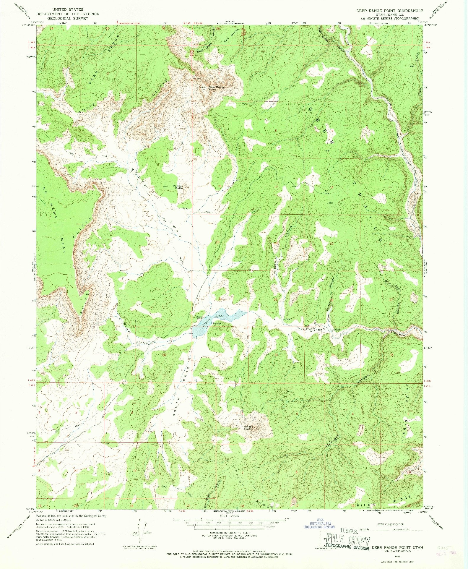 USGS 1:24000-SCALE QUADRANGLE FOR DEER RANGE POINT, UT 1966