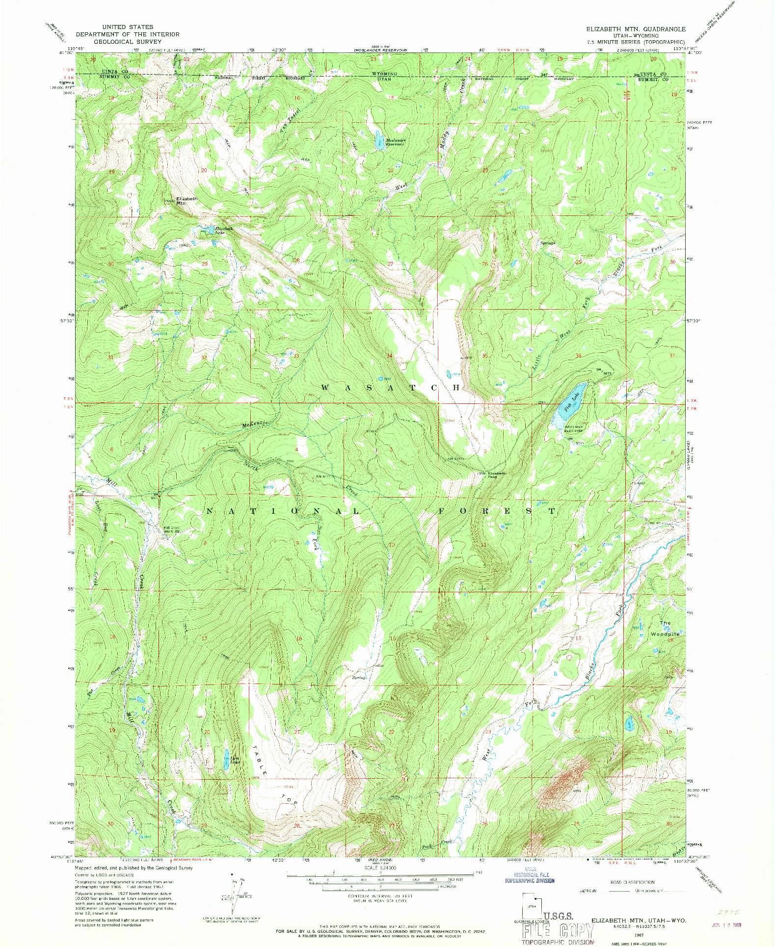 USGS 1:24000-SCALE QUADRANGLE FOR ELIZABETH MTN, UT 1967