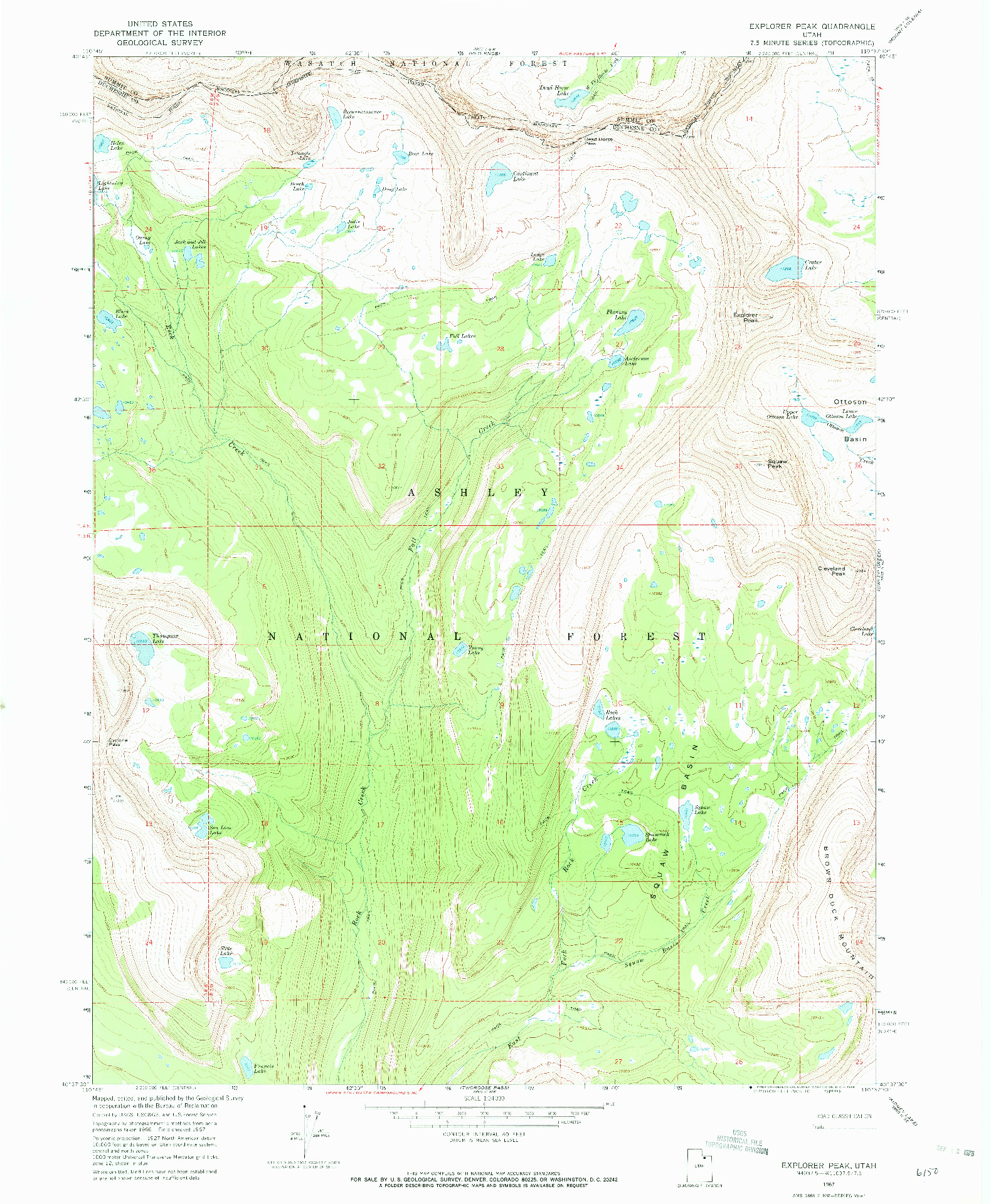 USGS 1:24000-SCALE QUADRANGLE FOR EXPLORER PEAK, UT 1967