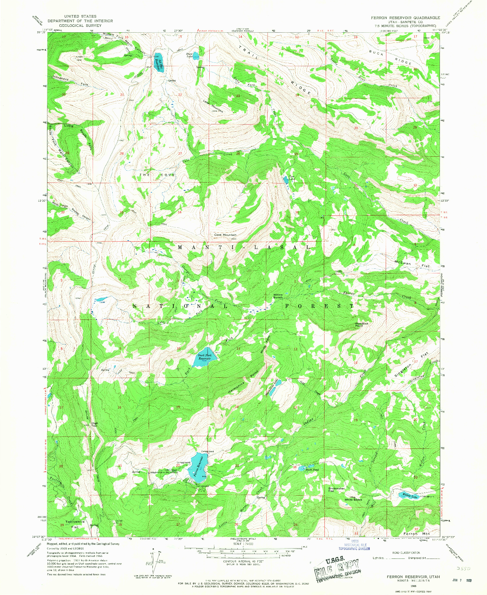 USGS 1:24000-SCALE QUADRANGLE FOR FERRON RESERVOIR, UT 1966