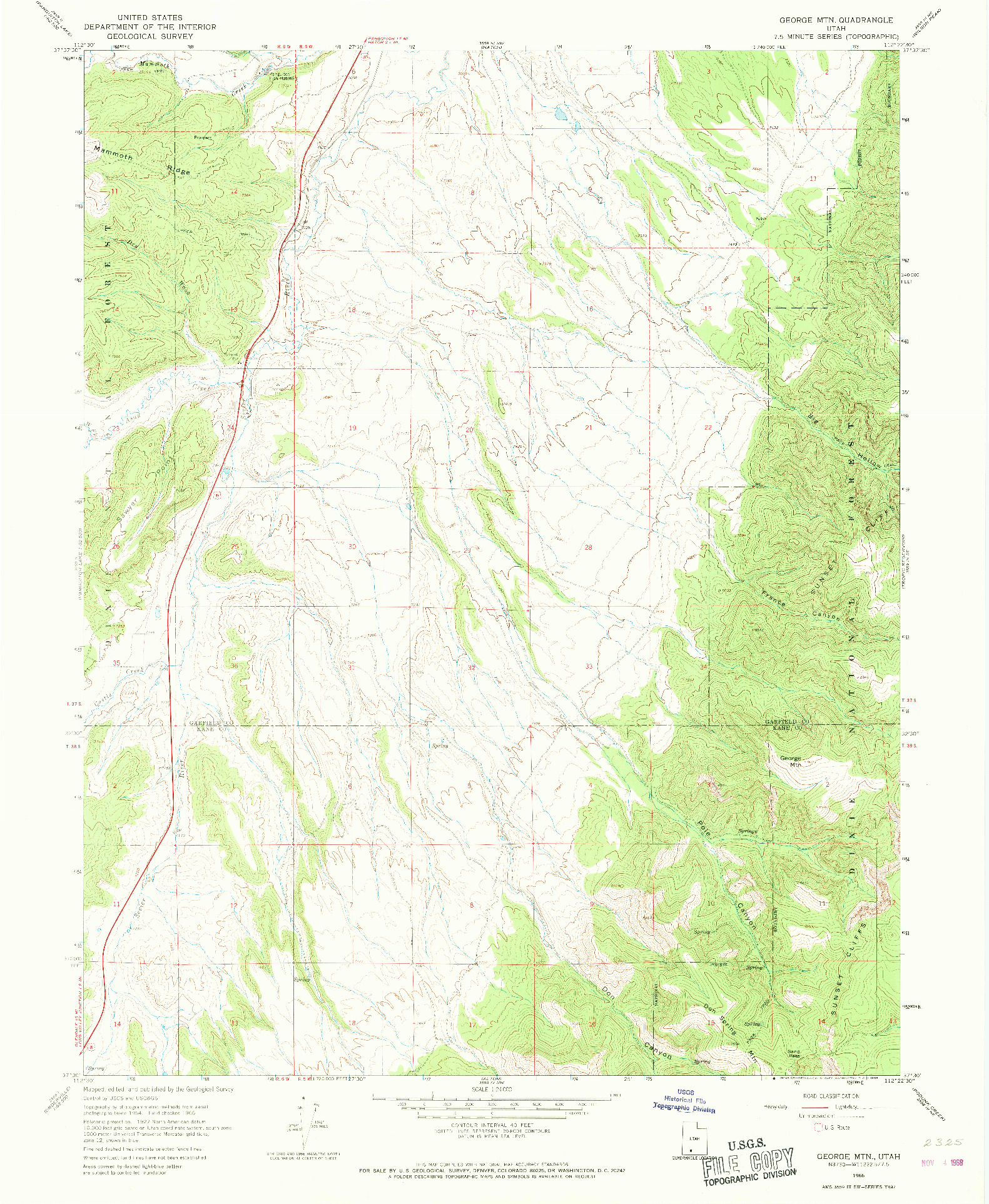 USGS 1:24000-SCALE QUADRANGLE FOR GEORGE MTN, UT 1966
