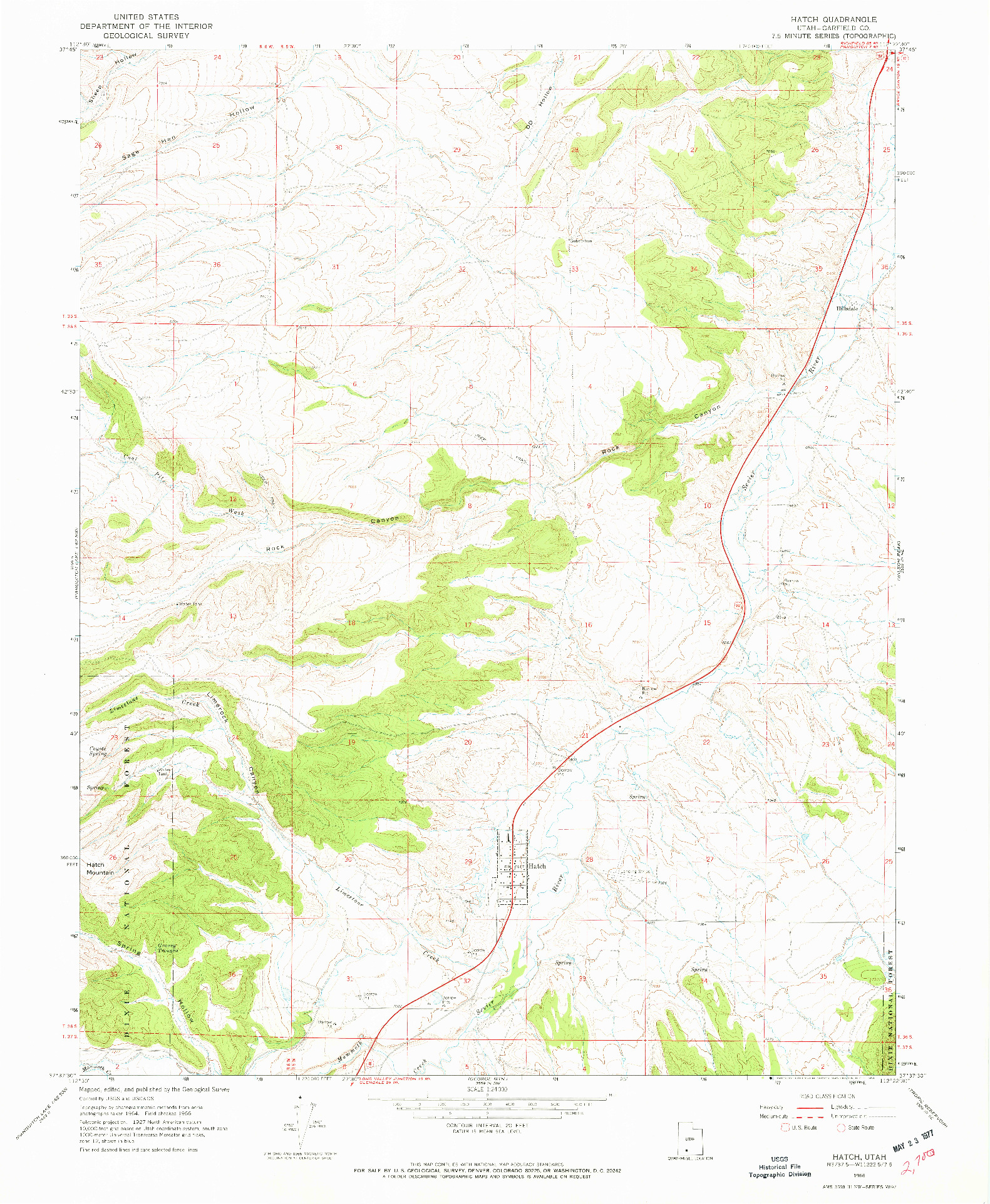 USGS 1:24000-SCALE QUADRANGLE FOR HATCH, UT 1966