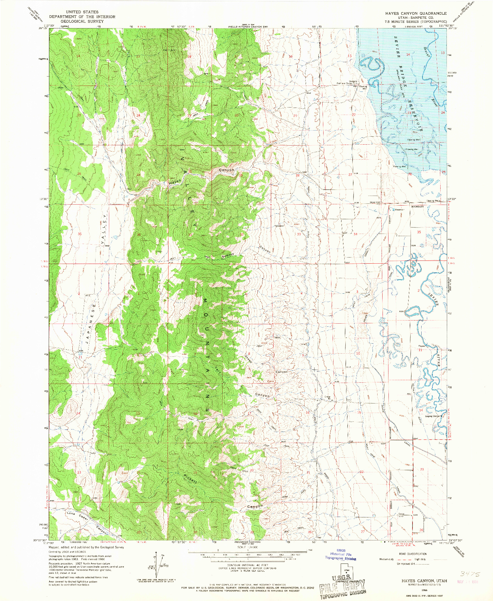 USGS 1:24000-SCALE QUADRANGLE FOR HAYES CANYON, UT 1966