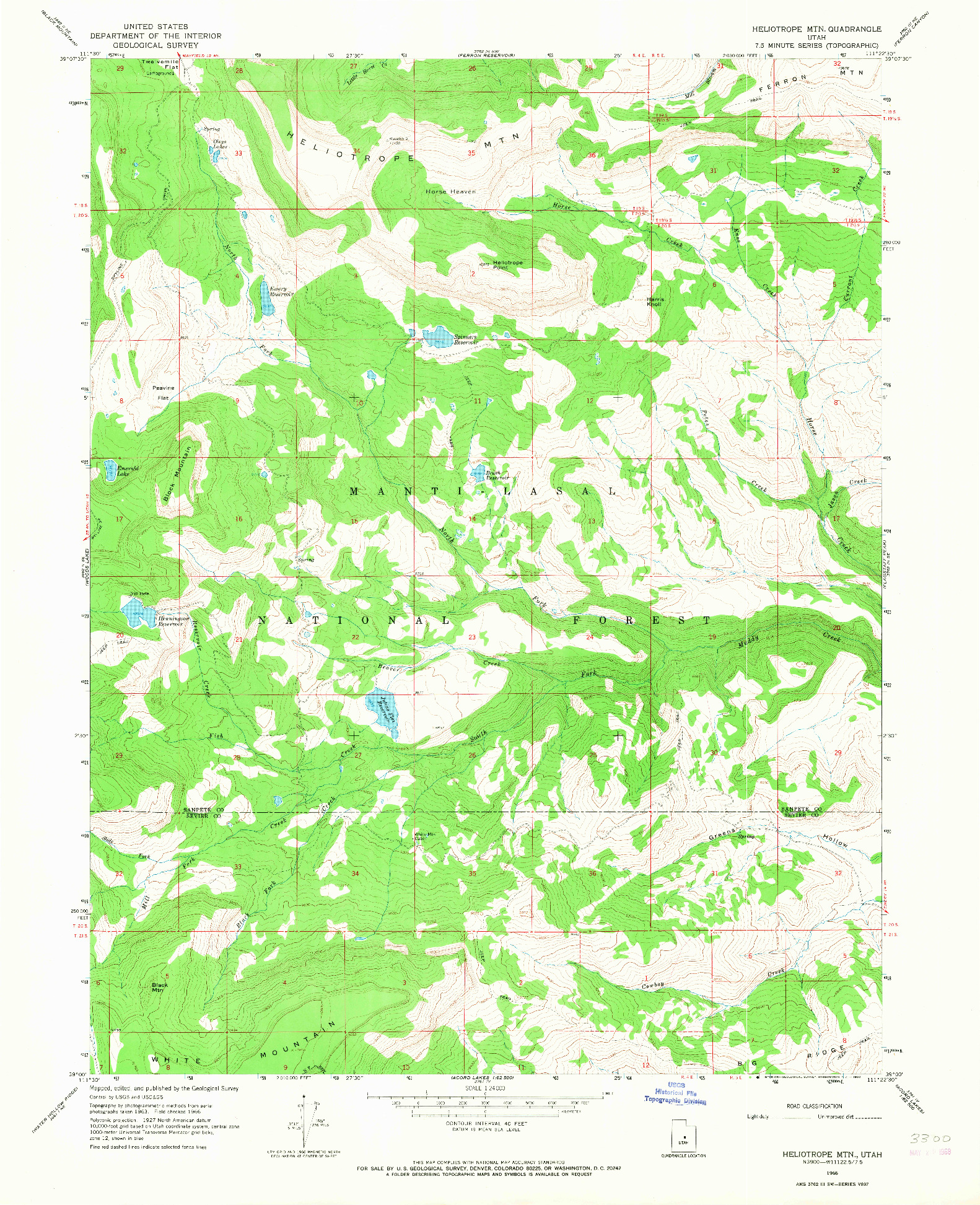 USGS 1:24000-SCALE QUADRANGLE FOR HELIOTROPE MTN, UT 1966