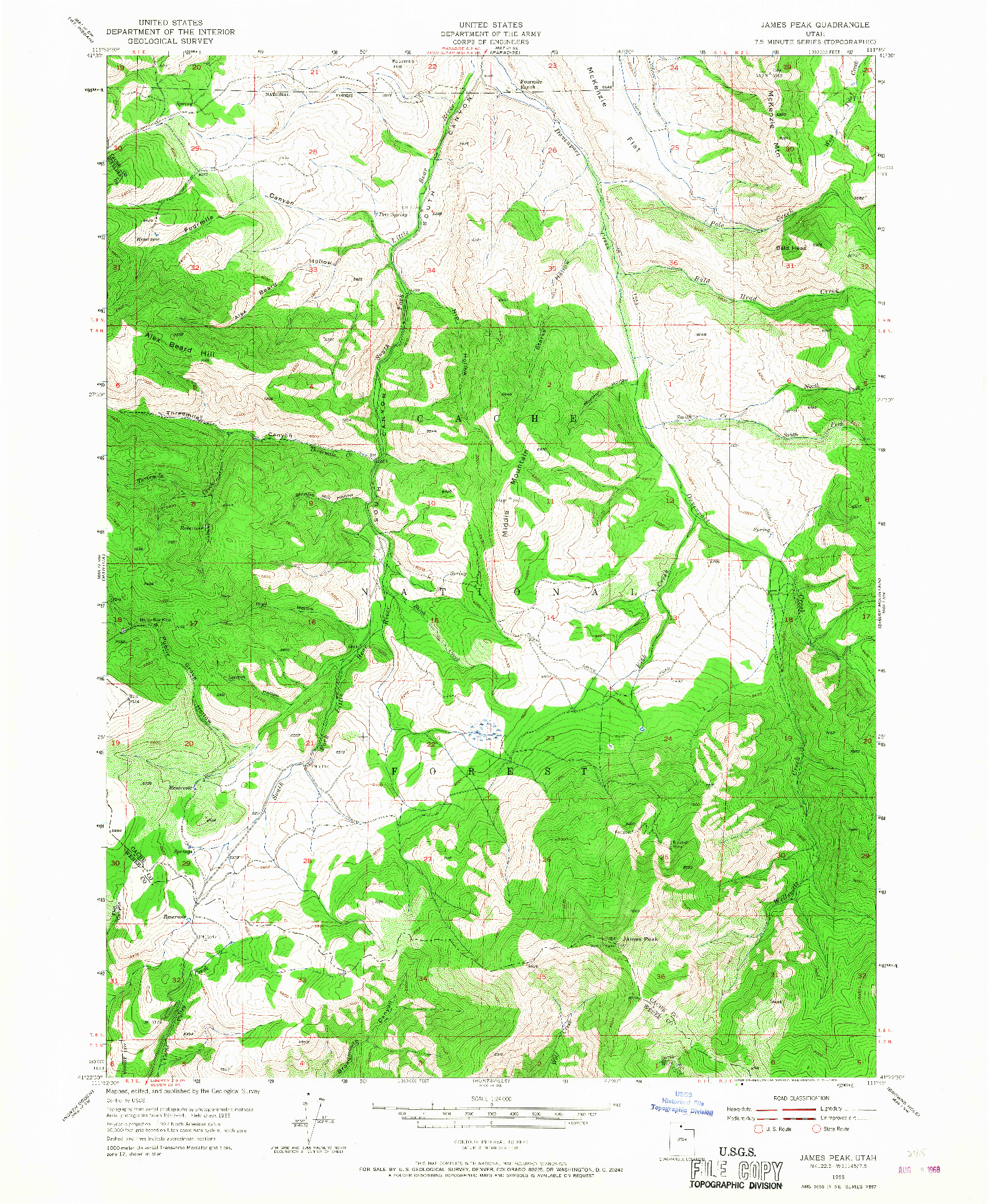 USGS 1:24000-SCALE QUADRANGLE FOR JAMES PEAK, UT 1955