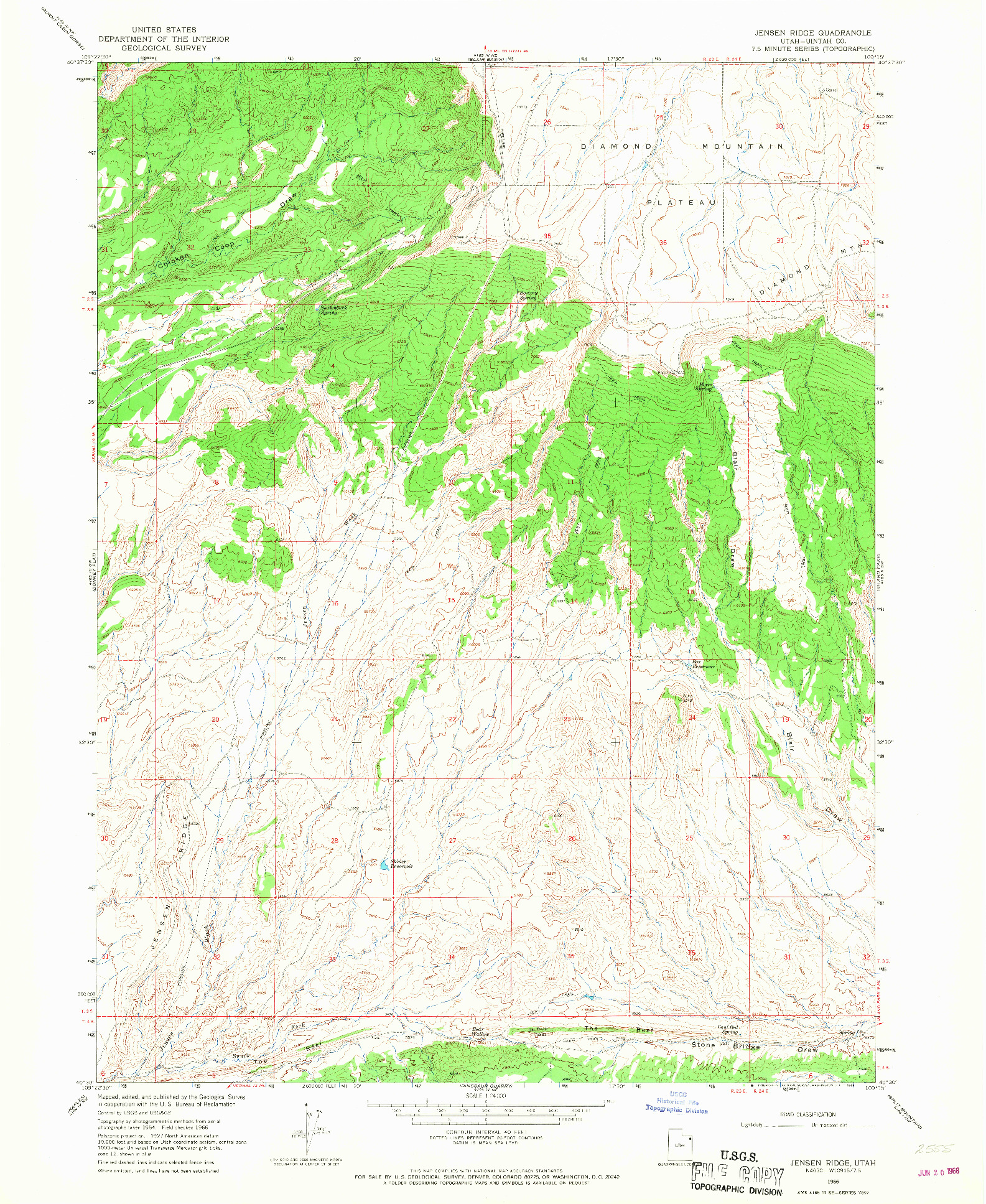 USGS 1:24000-SCALE QUADRANGLE FOR JENSEN RIDGE, UT 1966