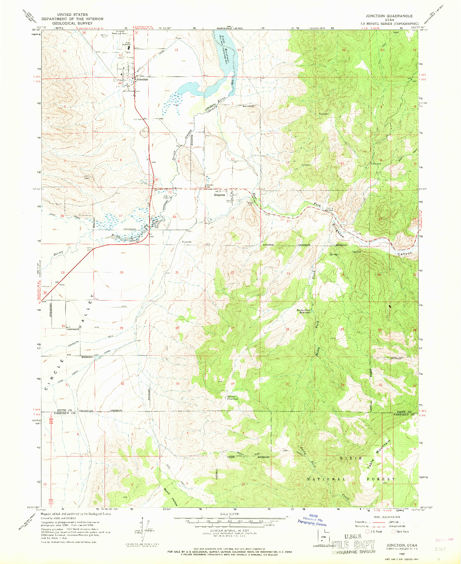 USGS 1:24000-SCALE QUADRANGLE FOR JUNCTION, UT 1966