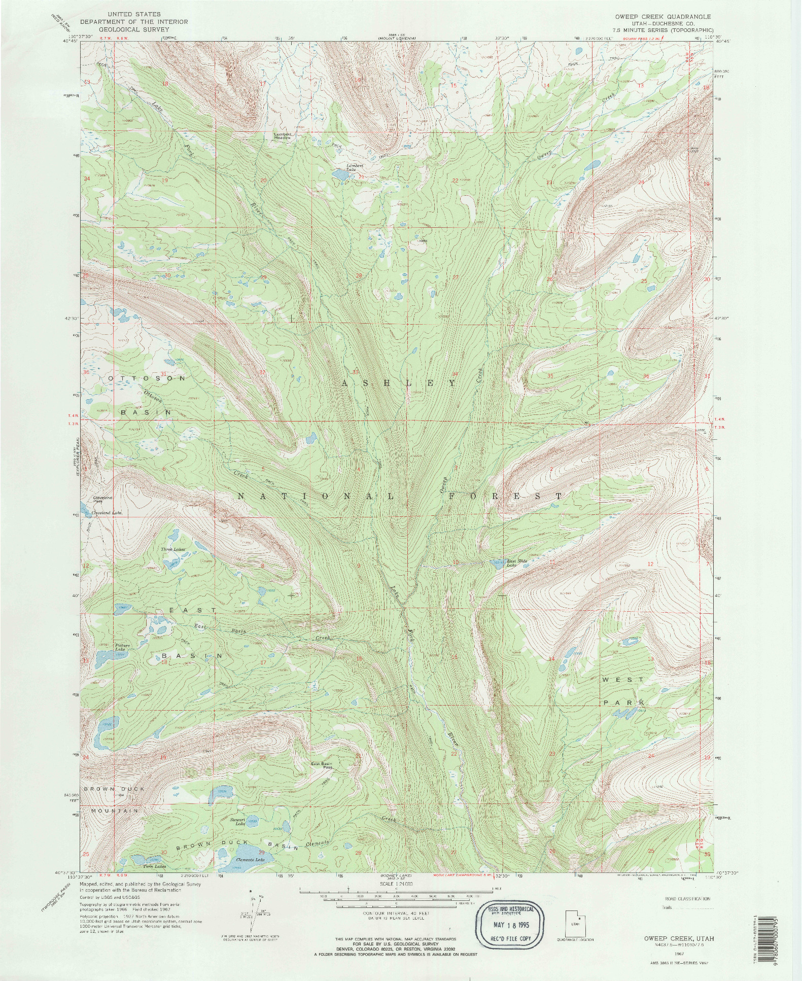 USGS 1:24000-SCALE QUADRANGLE FOR OWEEP CREEK, UT 1967