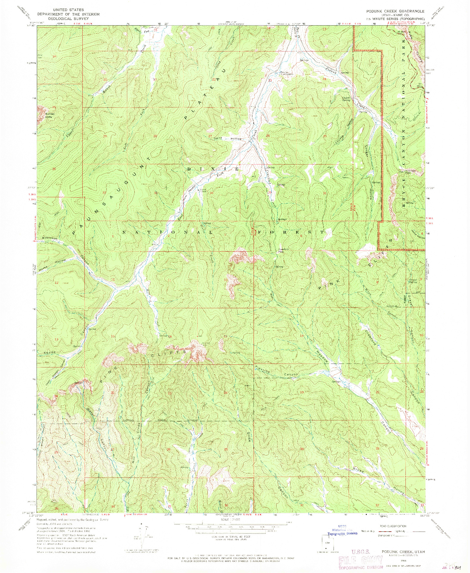 USGS 1:24000-SCALE QUADRANGLE FOR PODUNK CREEK, UT 1966