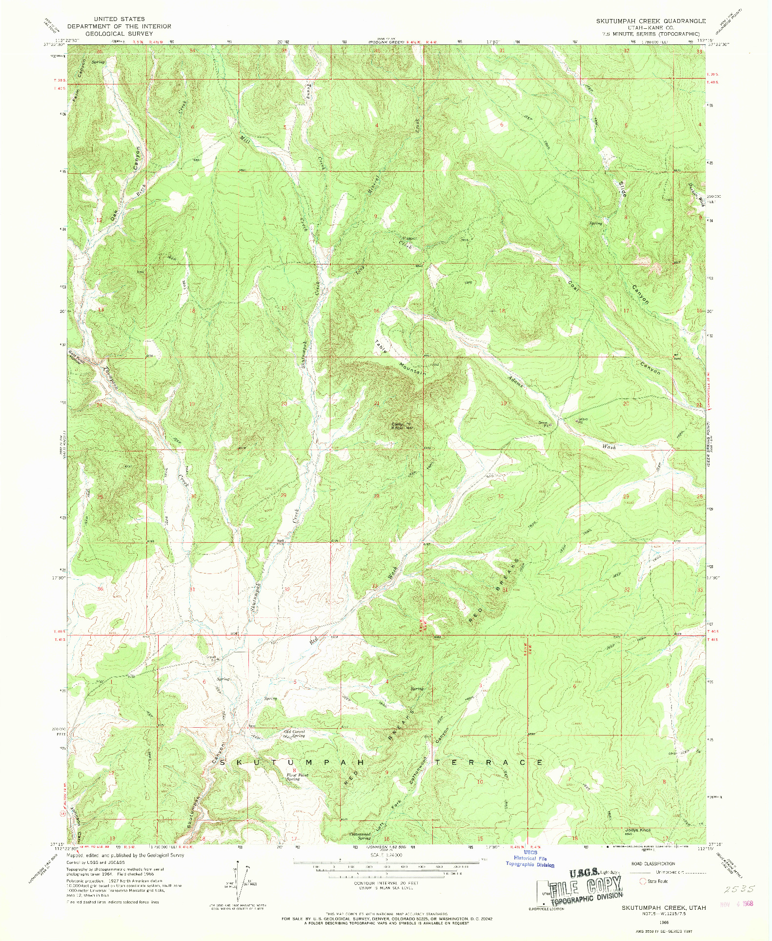 USGS 1:24000-SCALE QUADRANGLE FOR SKUTUMPAH CREEK, UT 1966