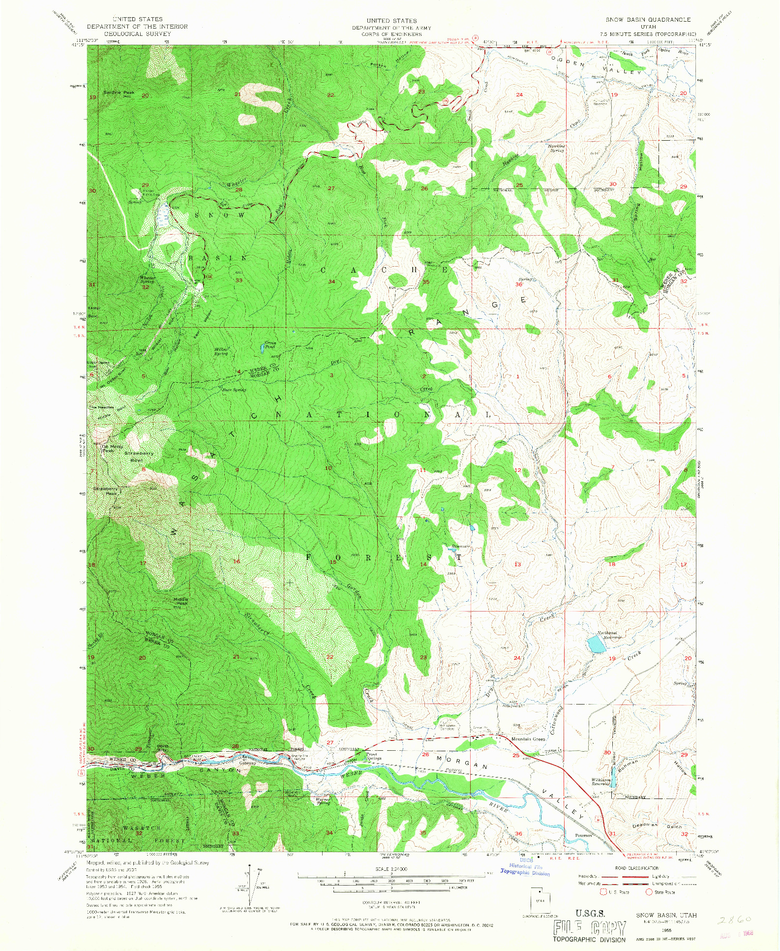 USGS 1:24000-SCALE QUADRANGLE FOR SNOW BASIN, UT 1955