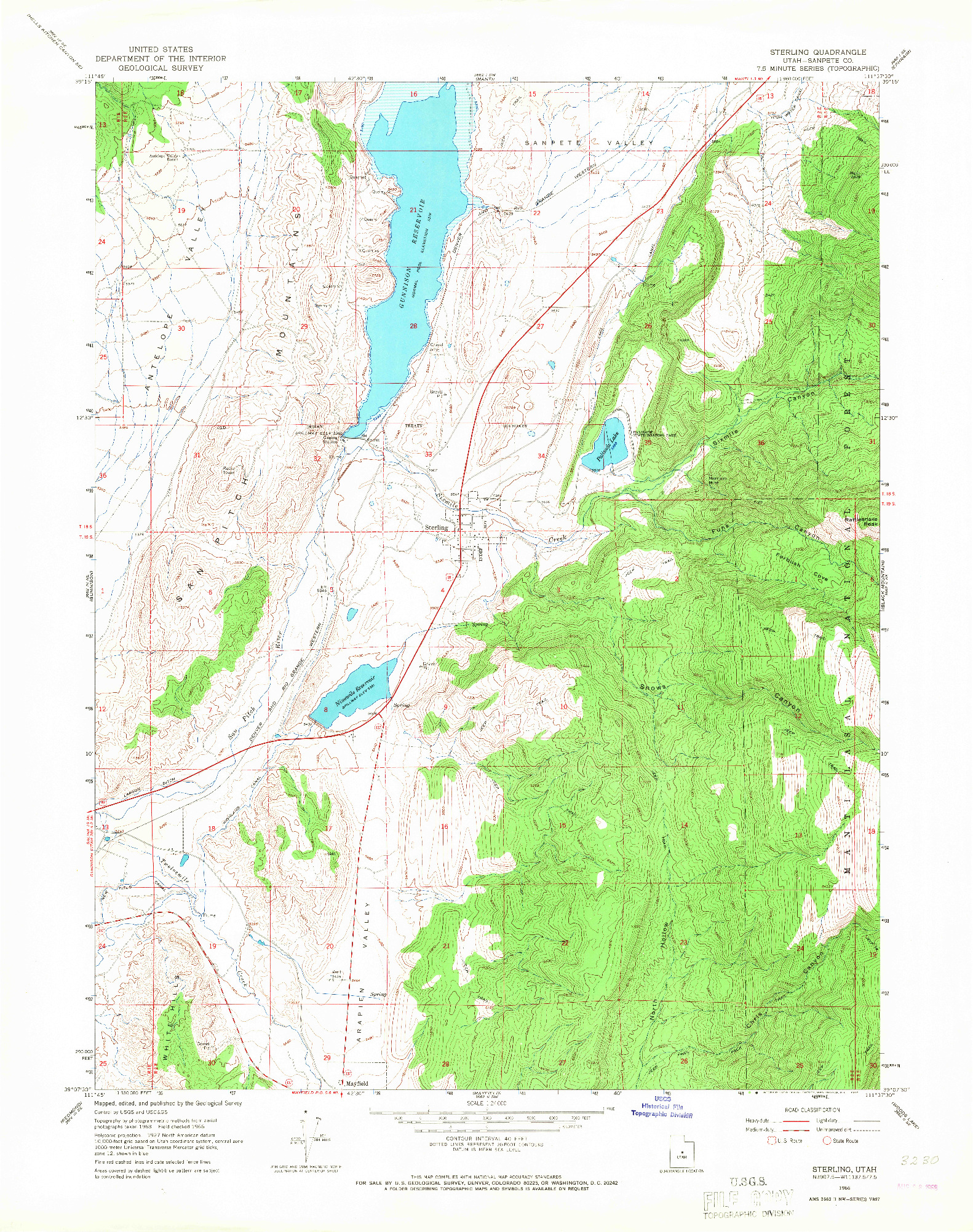 USGS 1:24000-SCALE QUADRANGLE FOR STERLING, UT 1966