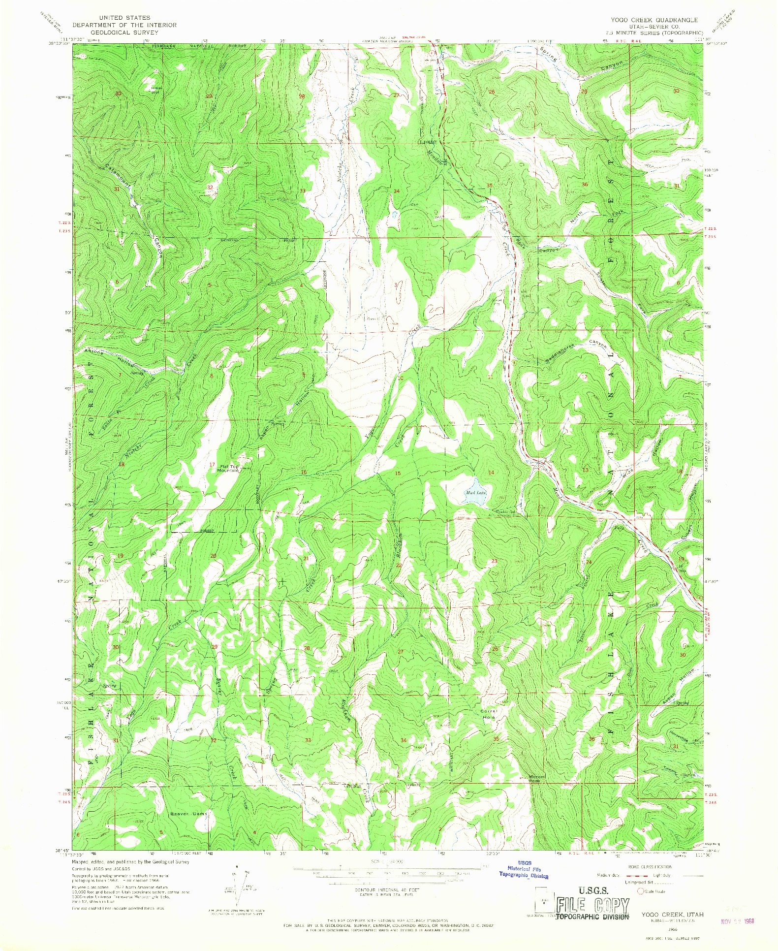 USGS 1:24000-SCALE QUADRANGLE FOR YOGO CREEK, UT 1966