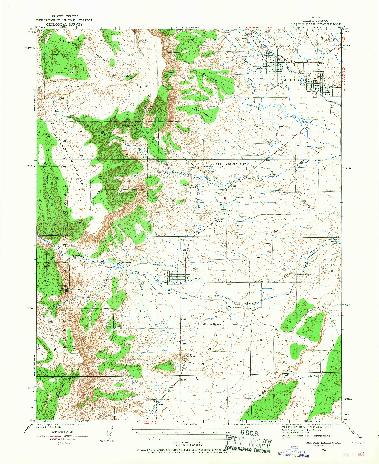 USGS 1:62500-SCALE QUADRANGLE FOR CASTLE DALE, UT 1923
