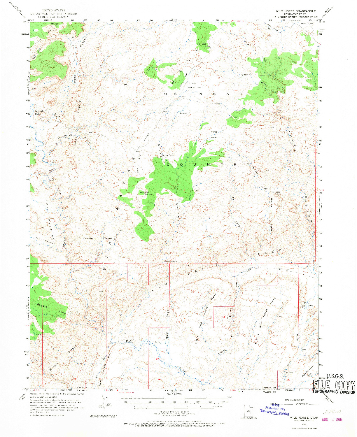 USGS 1:62500-SCALE QUADRANGLE FOR WILD HORSE, UT 1952