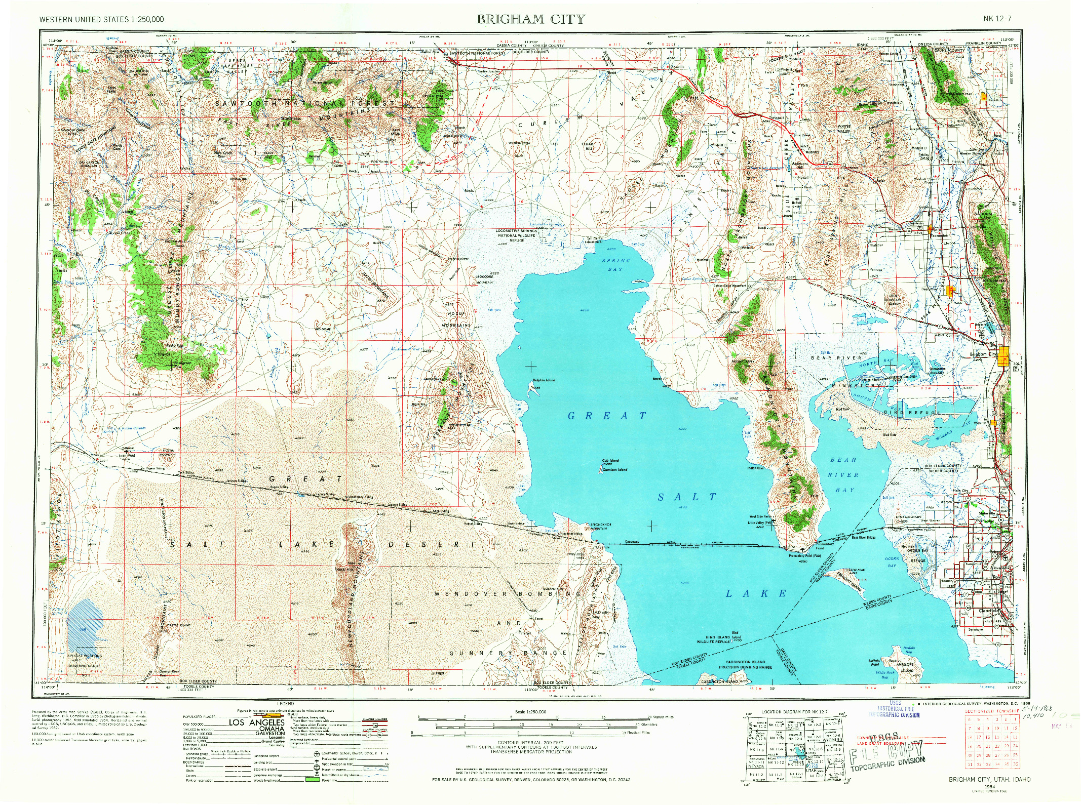 USGS 1:250000-SCALE QUADRANGLE FOR BRIGHAM CITY, UT 1954