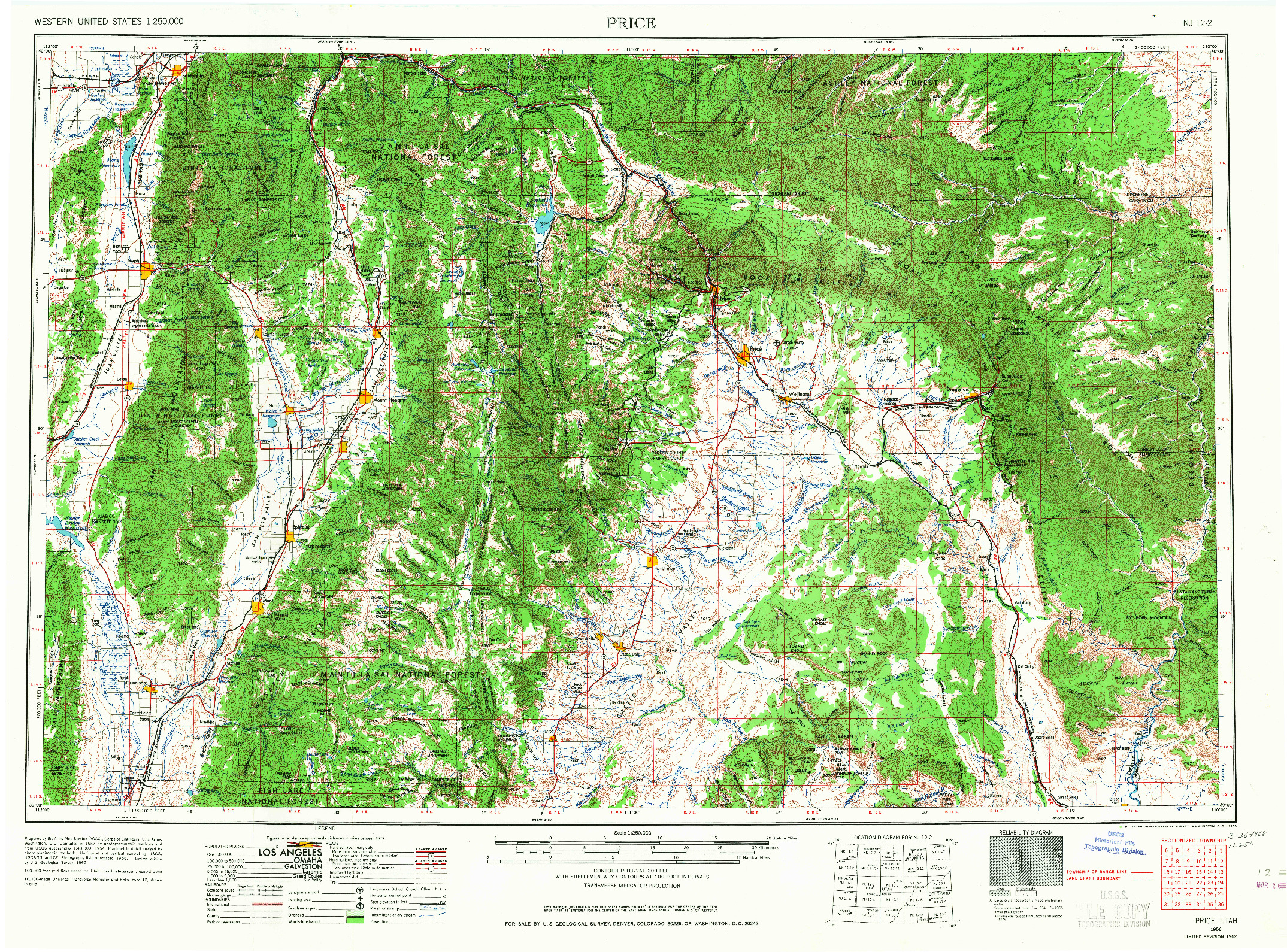 USGS 1:250000-SCALE QUADRANGLE FOR PRICE, UT 1956