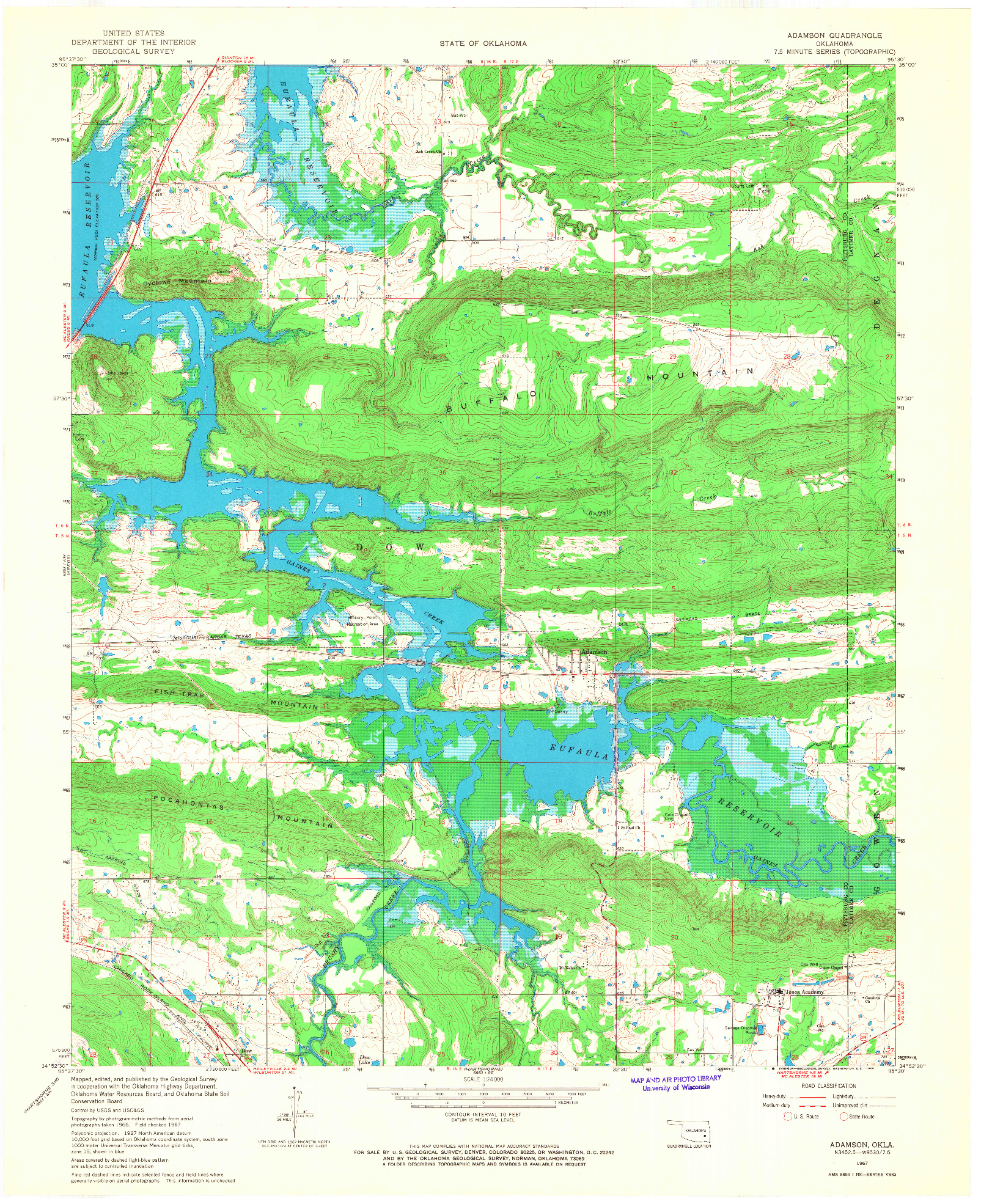 USGS 1:24000-SCALE QUADRANGLE FOR ADAMSON, OK 1967
