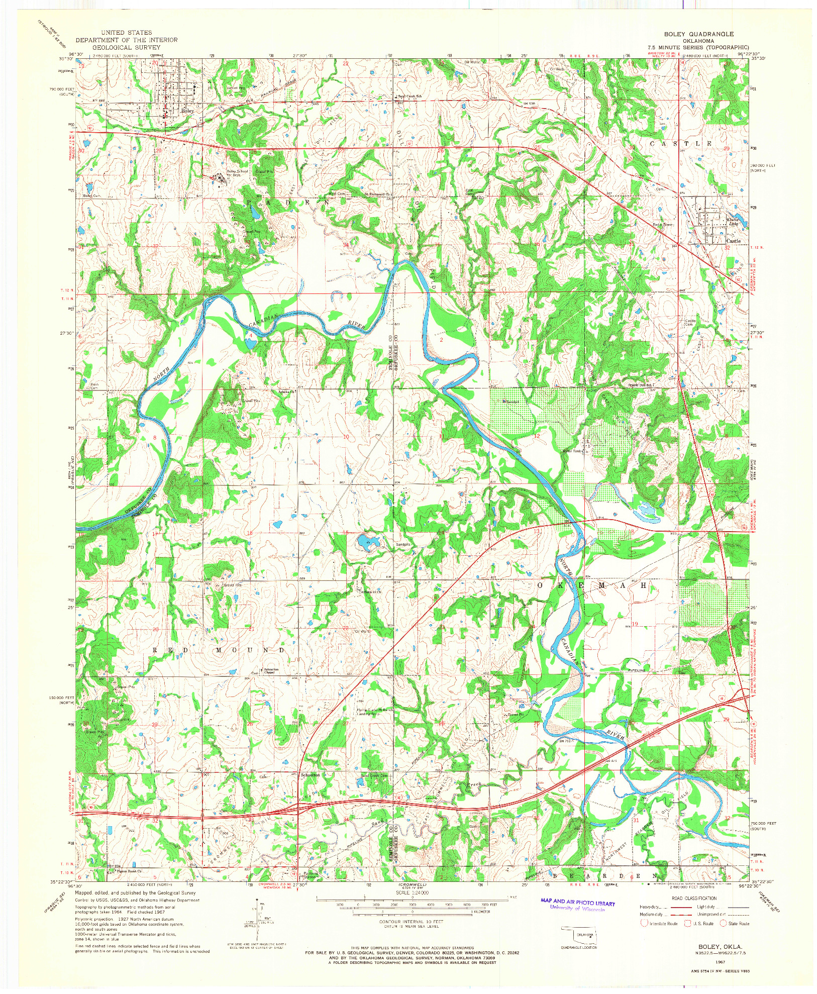 USGS 1:24000-SCALE QUADRANGLE FOR BOLEY, OK 1967