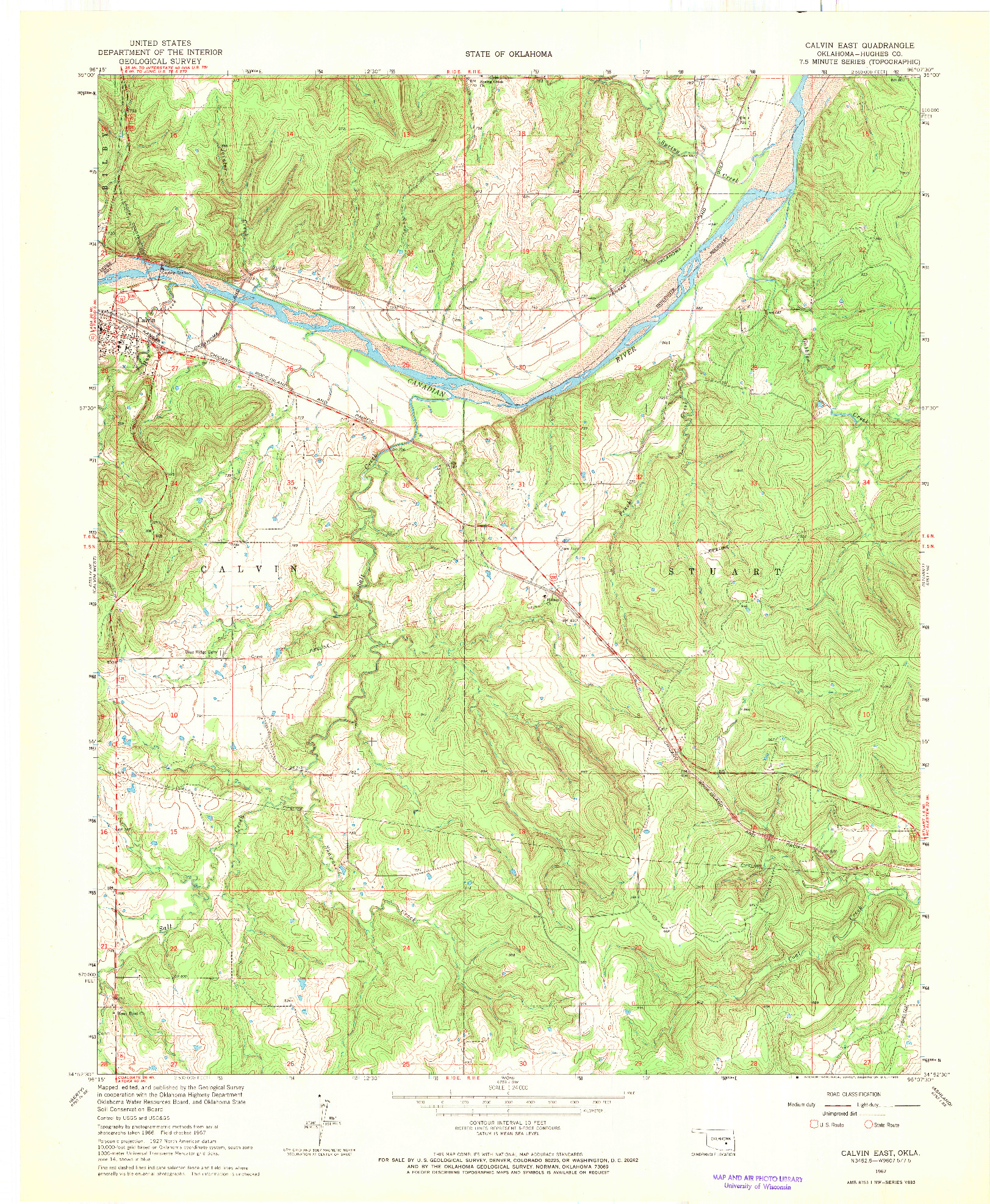 USGS 1:24000-SCALE QUADRANGLE FOR CALVIN EAST, OK 1967