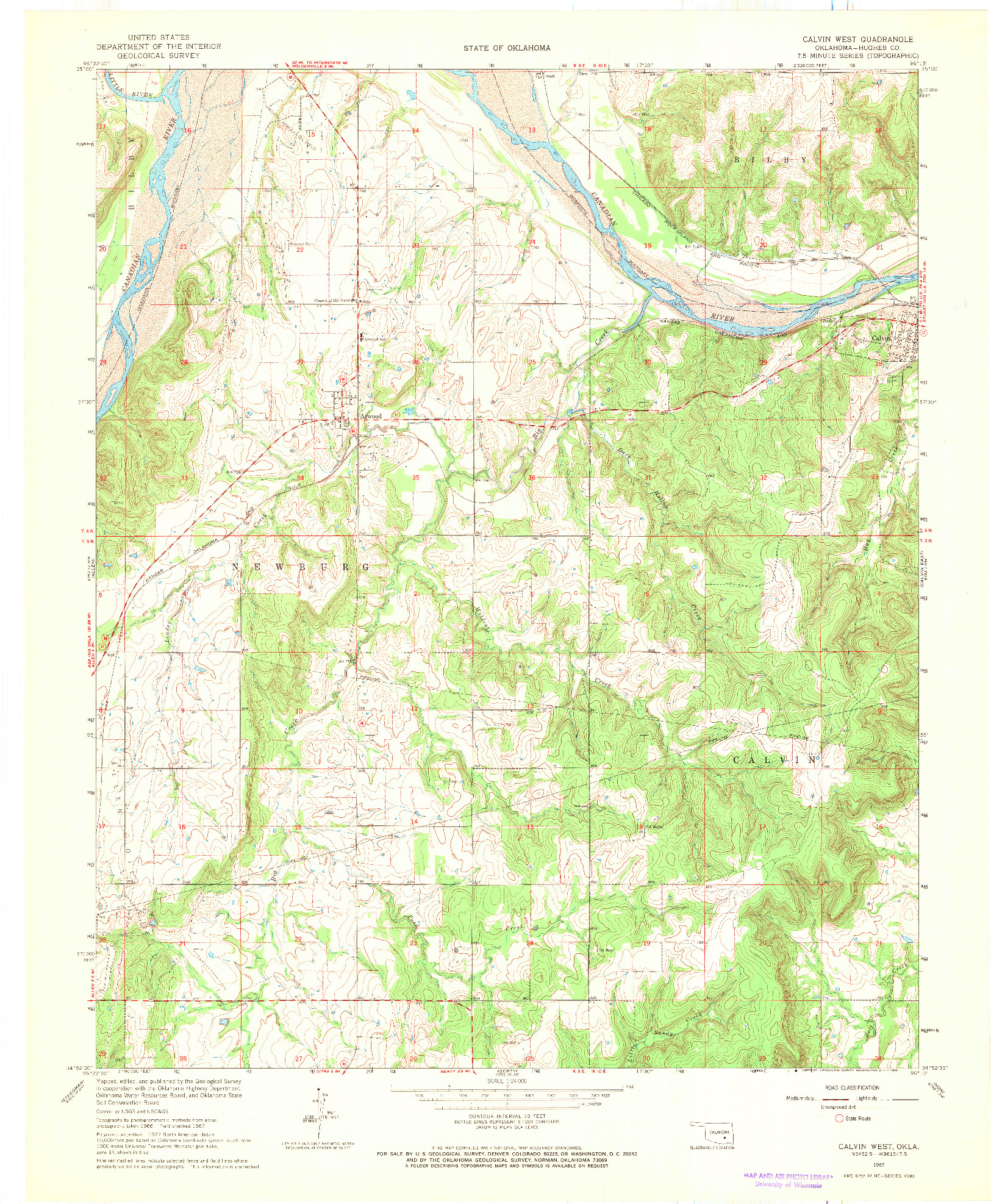 USGS 1:24000-SCALE QUADRANGLE FOR CALVIN WEST, OK 1967