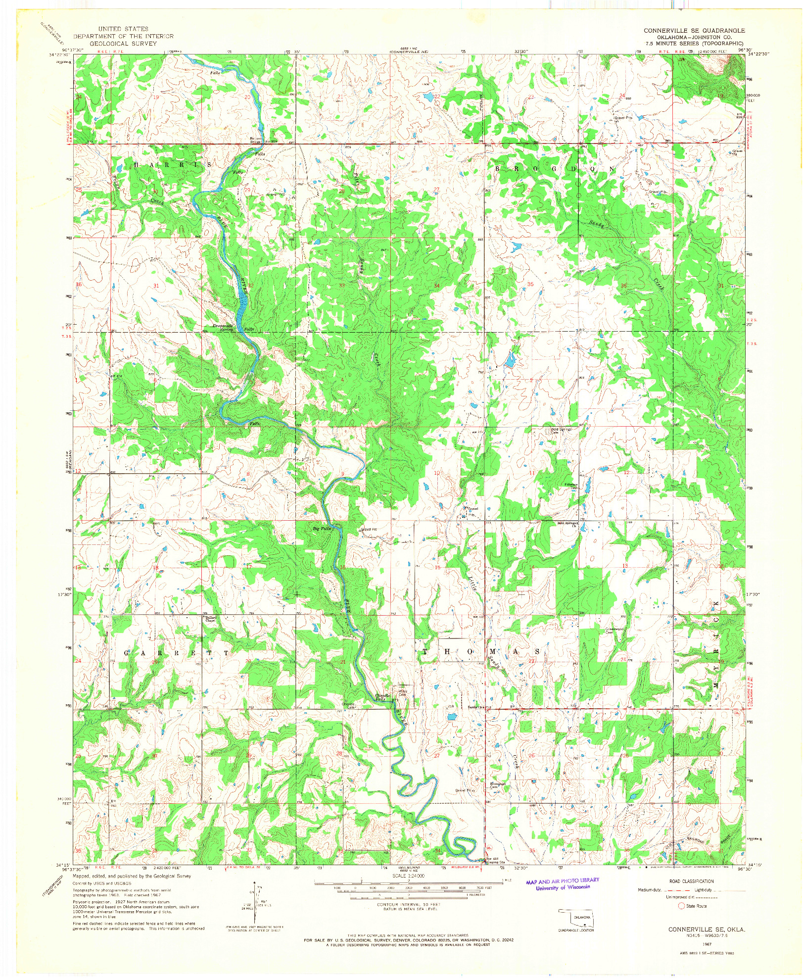 USGS 1:24000-SCALE QUADRANGLE FOR CONNERVILLE SE, OK 1967