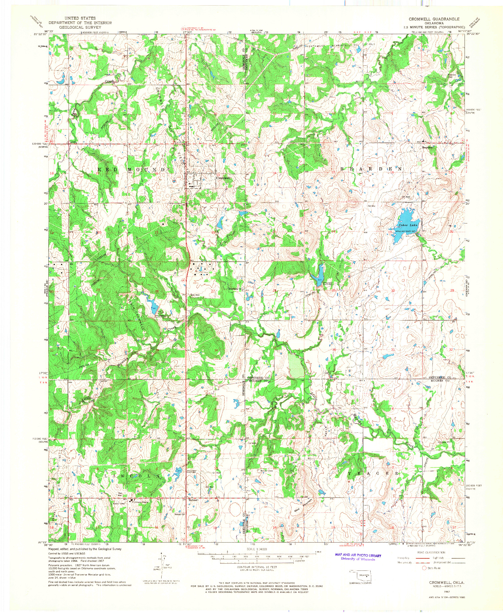 USGS 1:24000-SCALE QUADRANGLE FOR CROMWELL, OK 1967