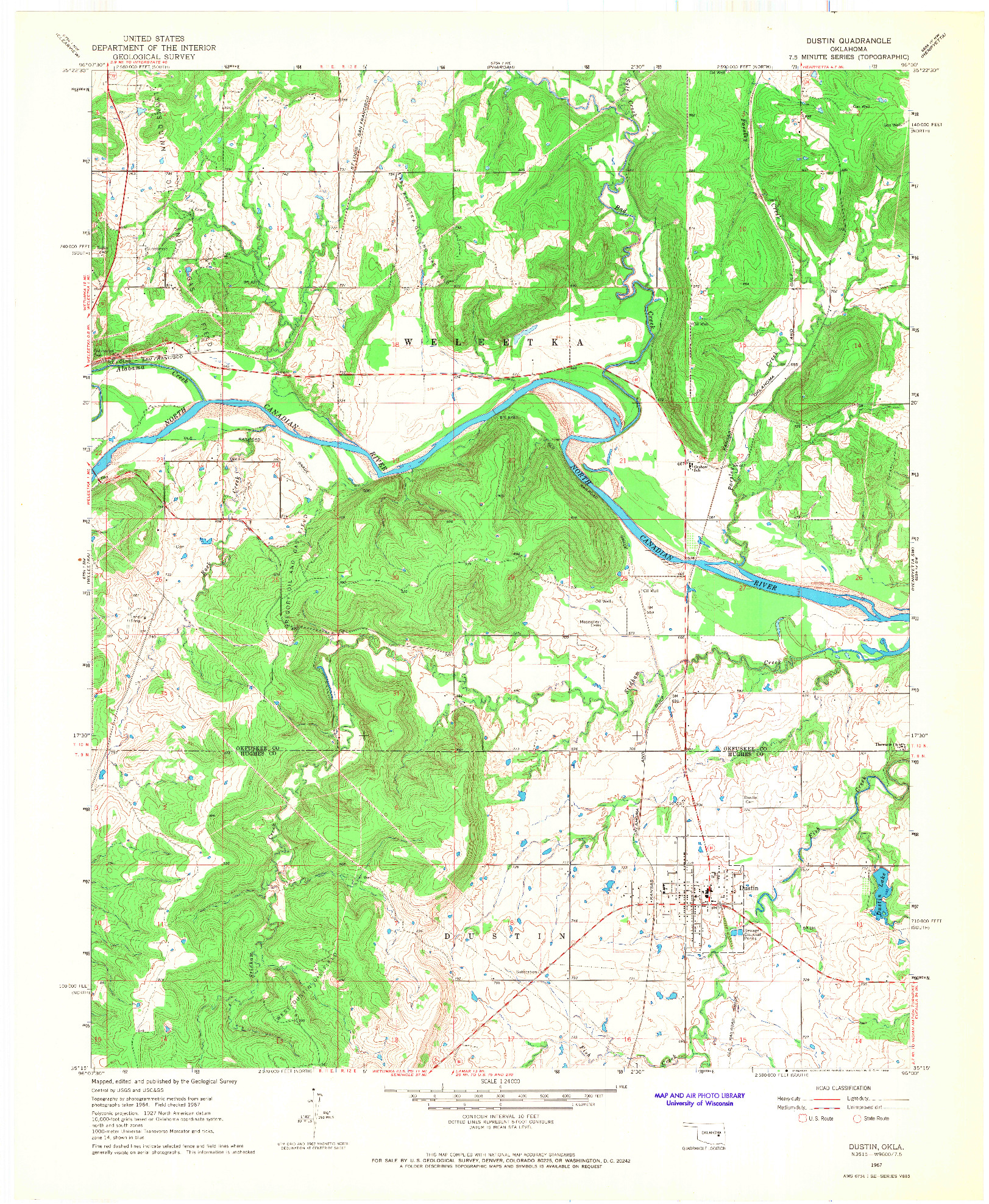 USGS 1:24000-SCALE QUADRANGLE FOR DUSTIN, OK 1967