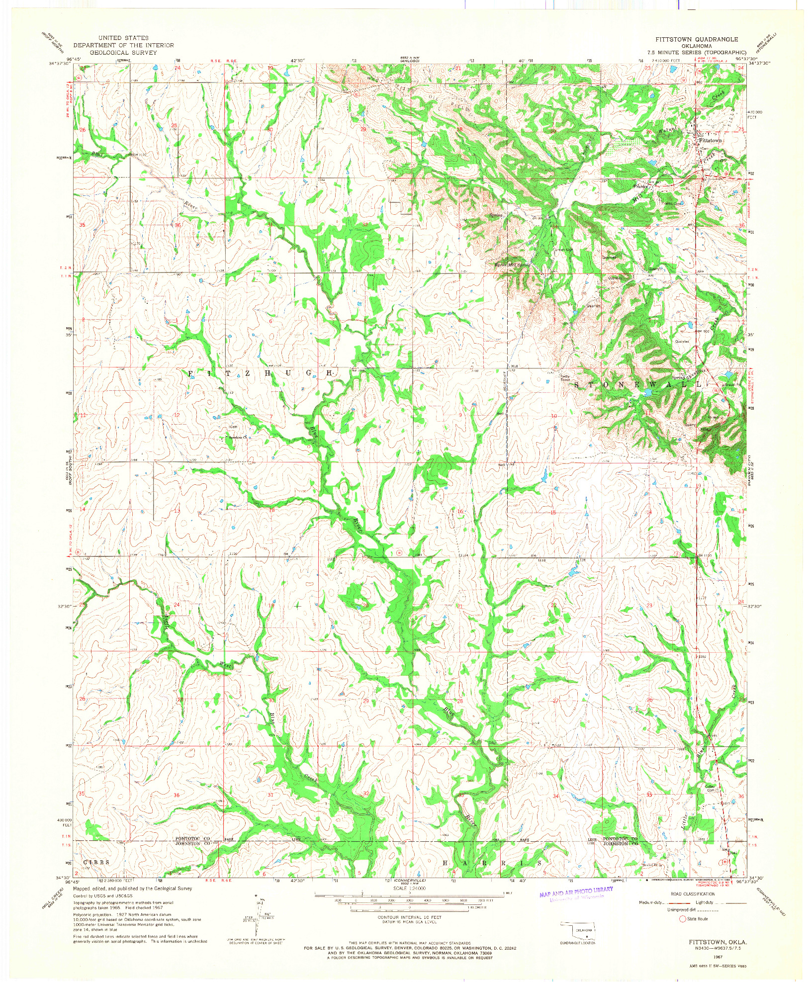 USGS 1:24000-SCALE QUADRANGLE FOR FITTSTOWN, OK 1967